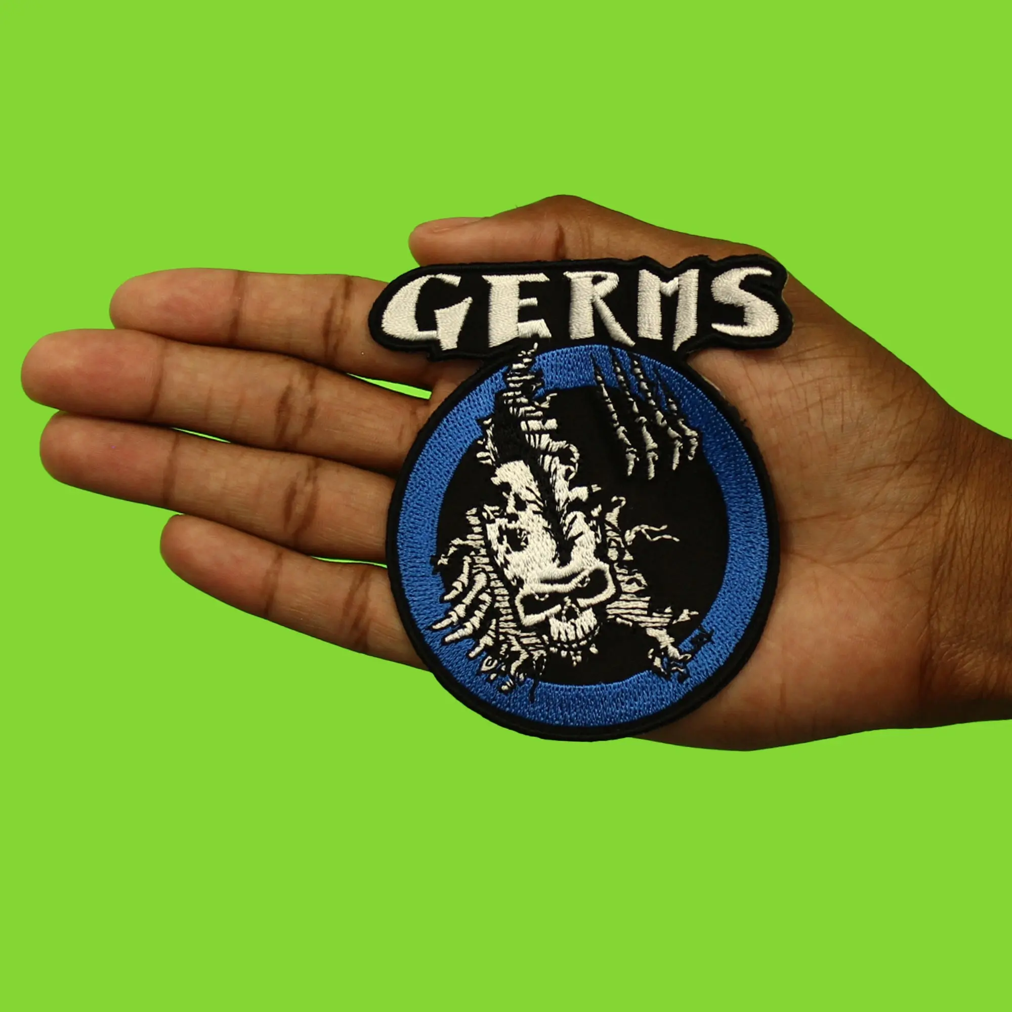 Germs Skull Logo Patch Punk Rock Band Embroidered Iron On - Image 2