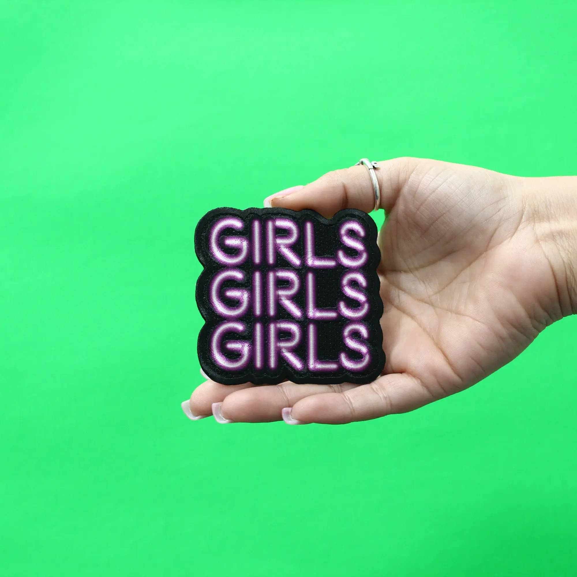 GIRLS GIRLS GIRLS Neon Sign Patch Strip Club Dancer Embroidered Iron On - Image 2