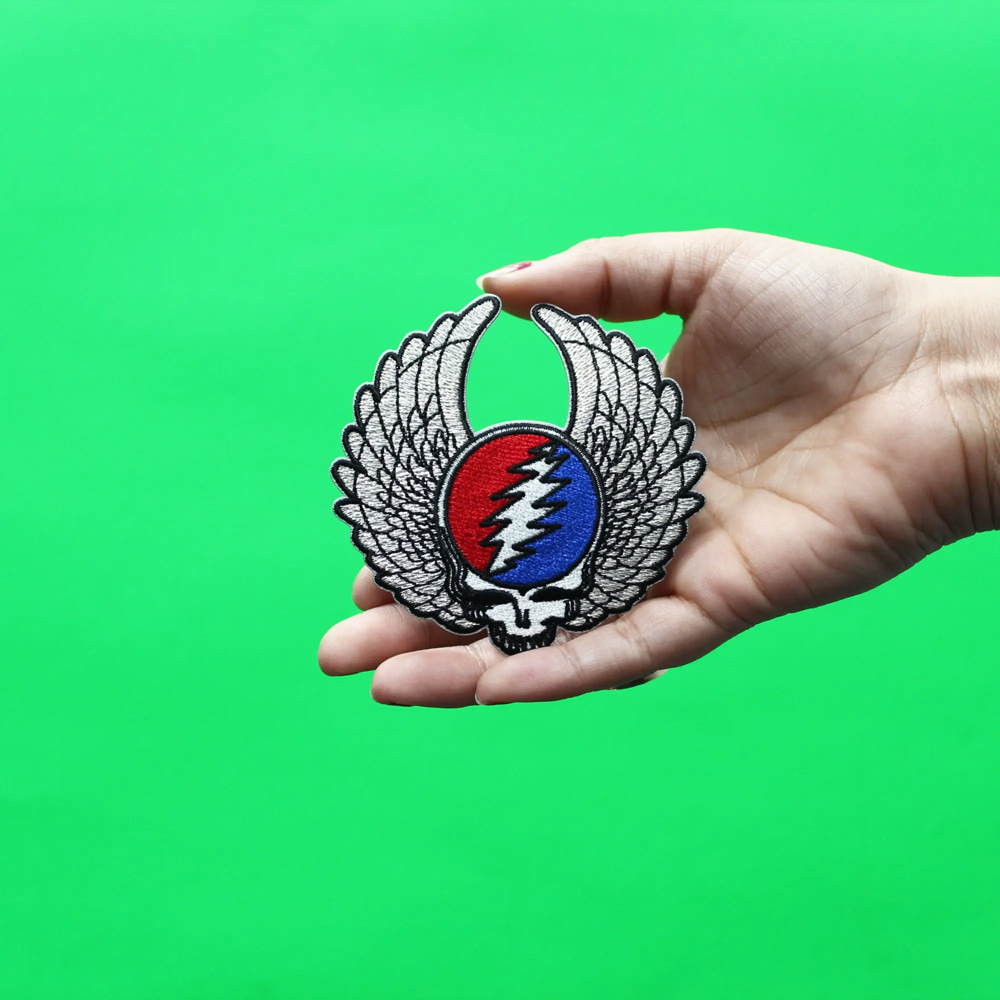 Grateful Dead Bears Patch SYF Silver Wings Embroidered Iron On - Image 2