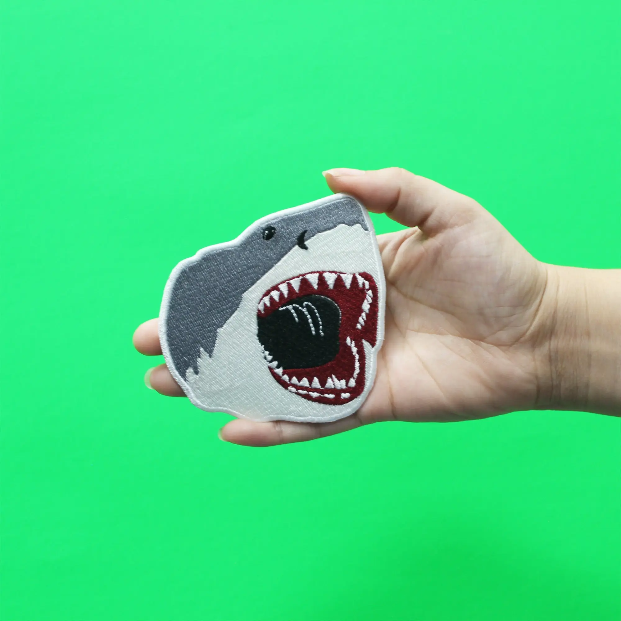 Great White Shark Patch Jaws Open Embroidered Iron On - Image 2