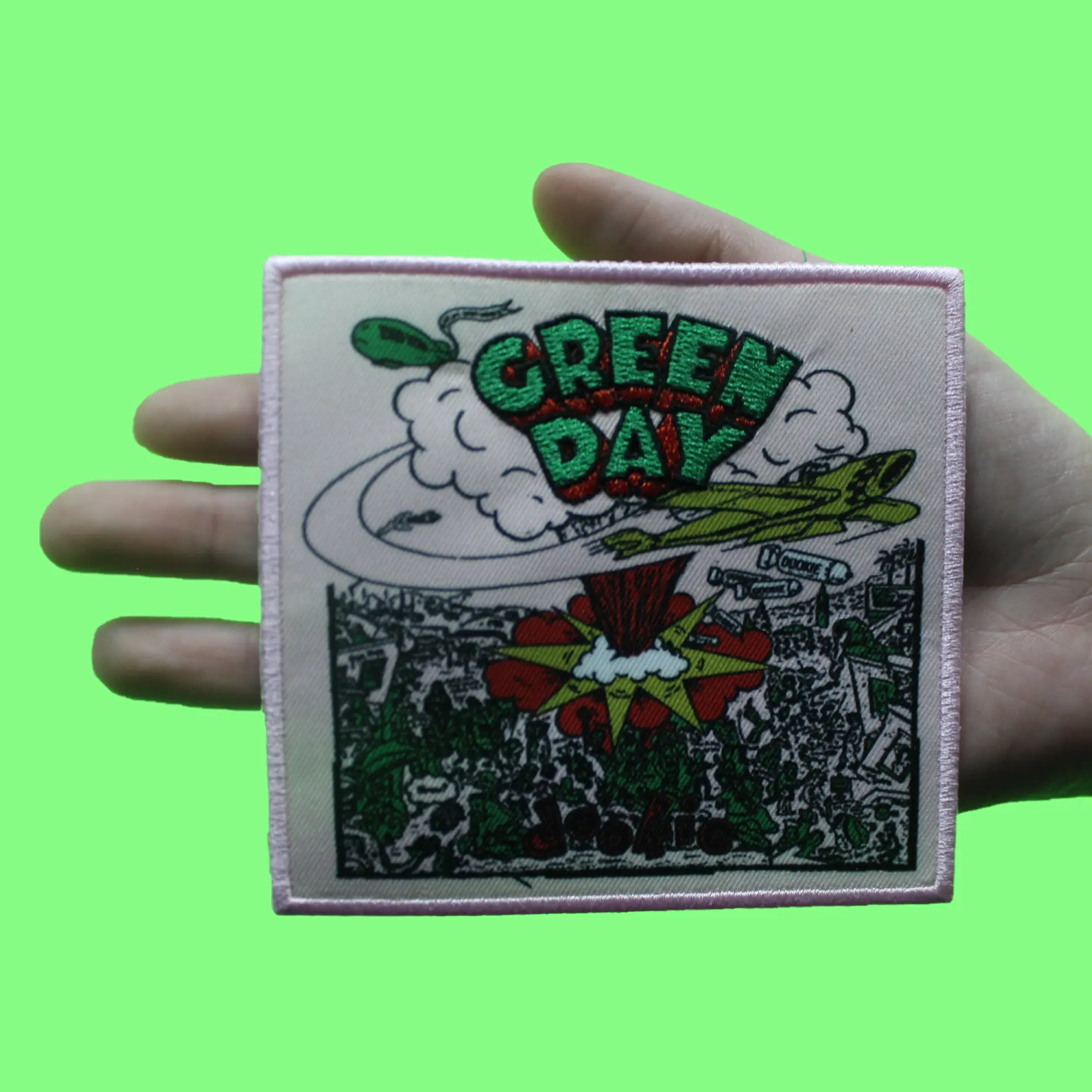 Green Day Album Patch Pink Dookie Cover  Sublimated Embroidered Iron On - Image 2