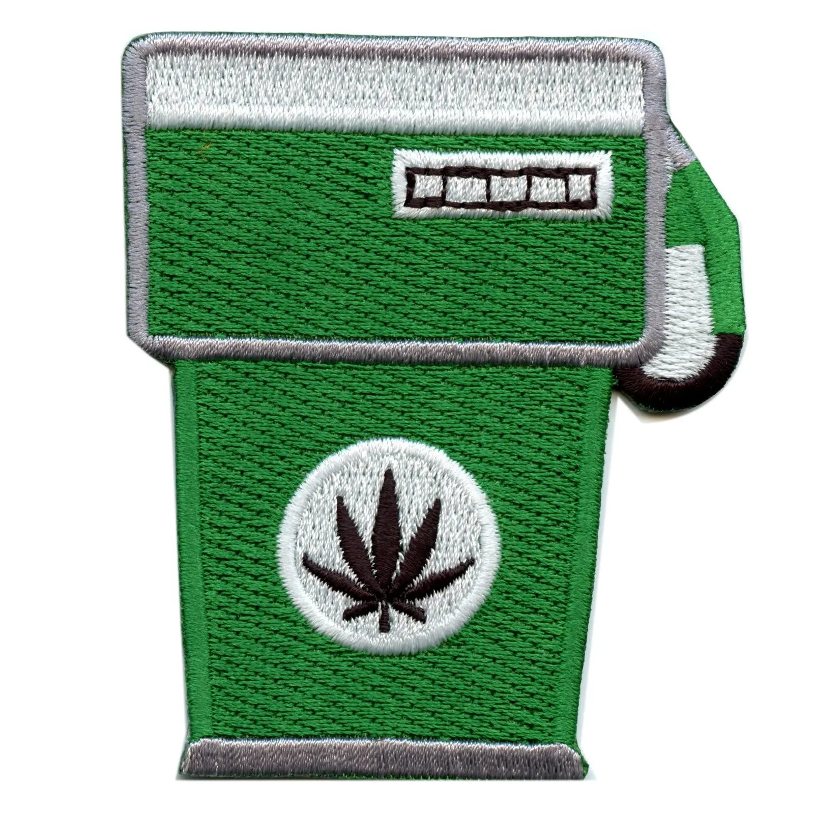 Green Weed Gas Pump Iron On Embroidered Patch