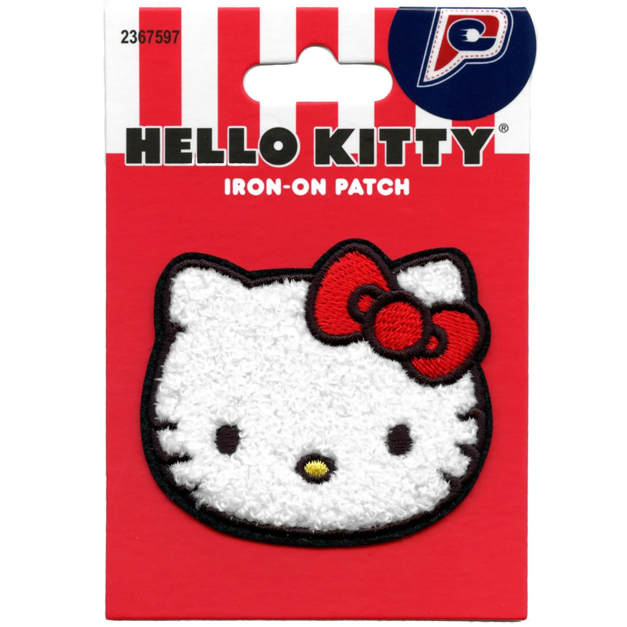 Hello Kitty Head Shot Patch Iconic Red Bow Chenille Iron On - Image 2
