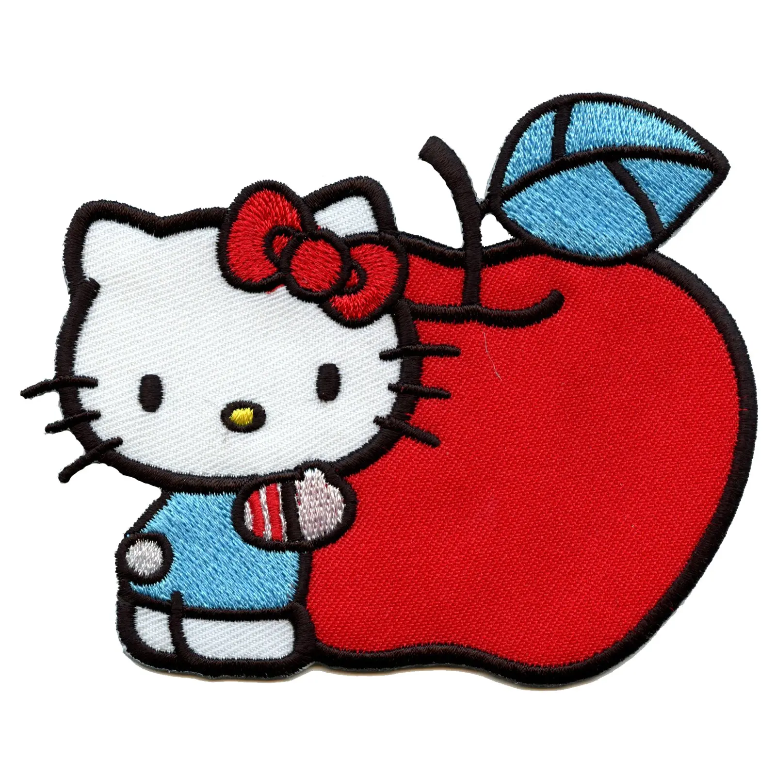 Hello Kitty Hugging Big Red Apple Iron On Embroidered Patch