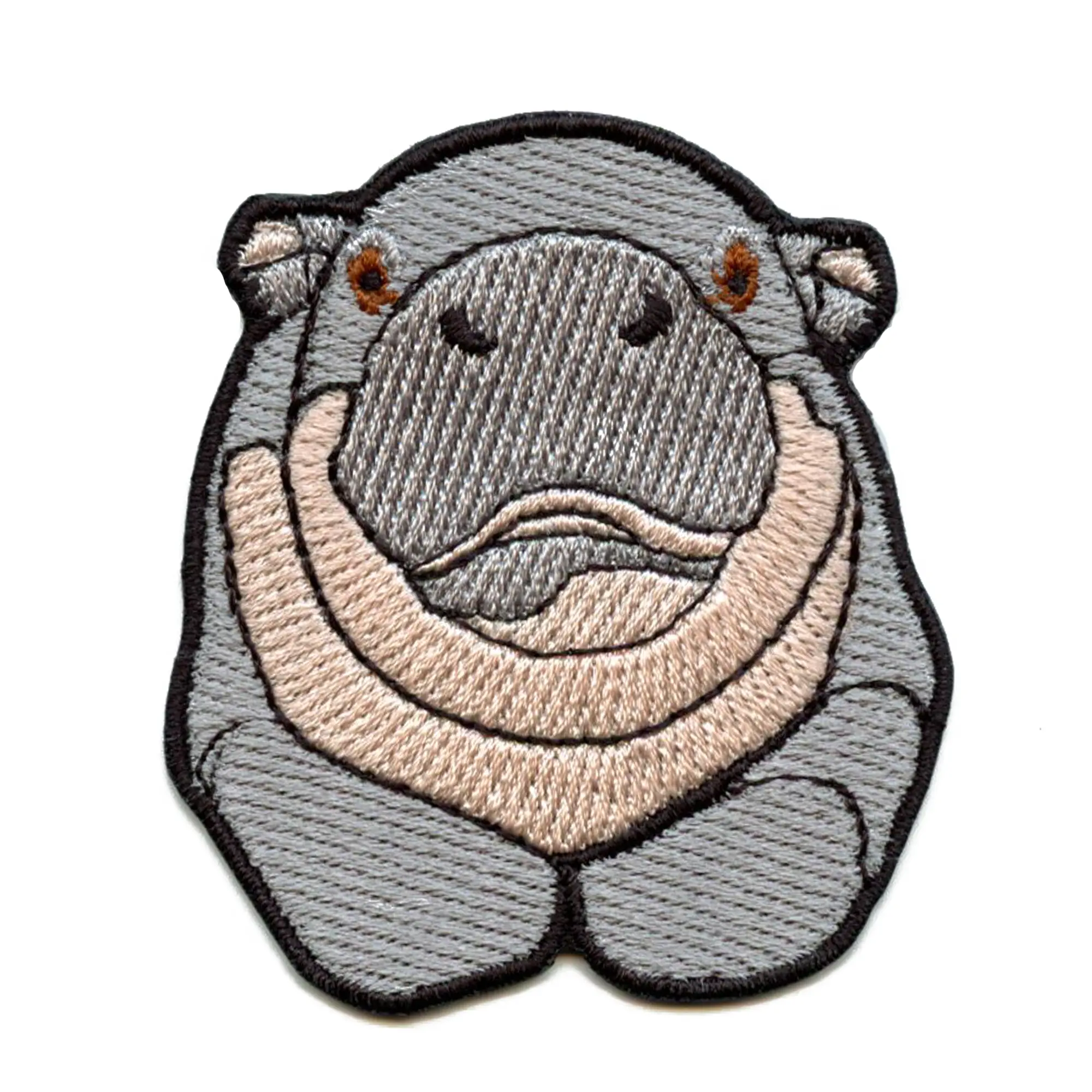 Hippo Front Face Patch African Moo-Deng Embroidered Iron On