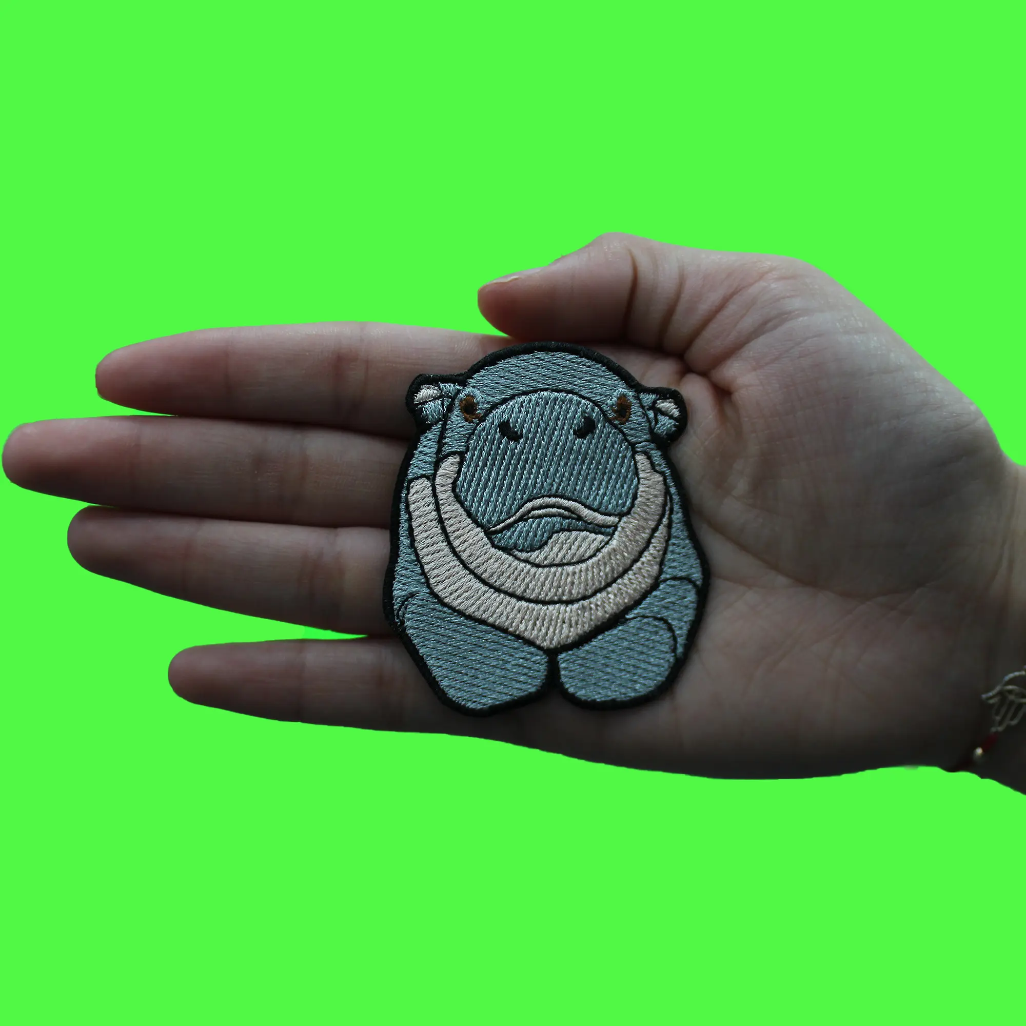 Hippo Front Face Patch African Moo-Deng Embroidered Iron On - Image 2