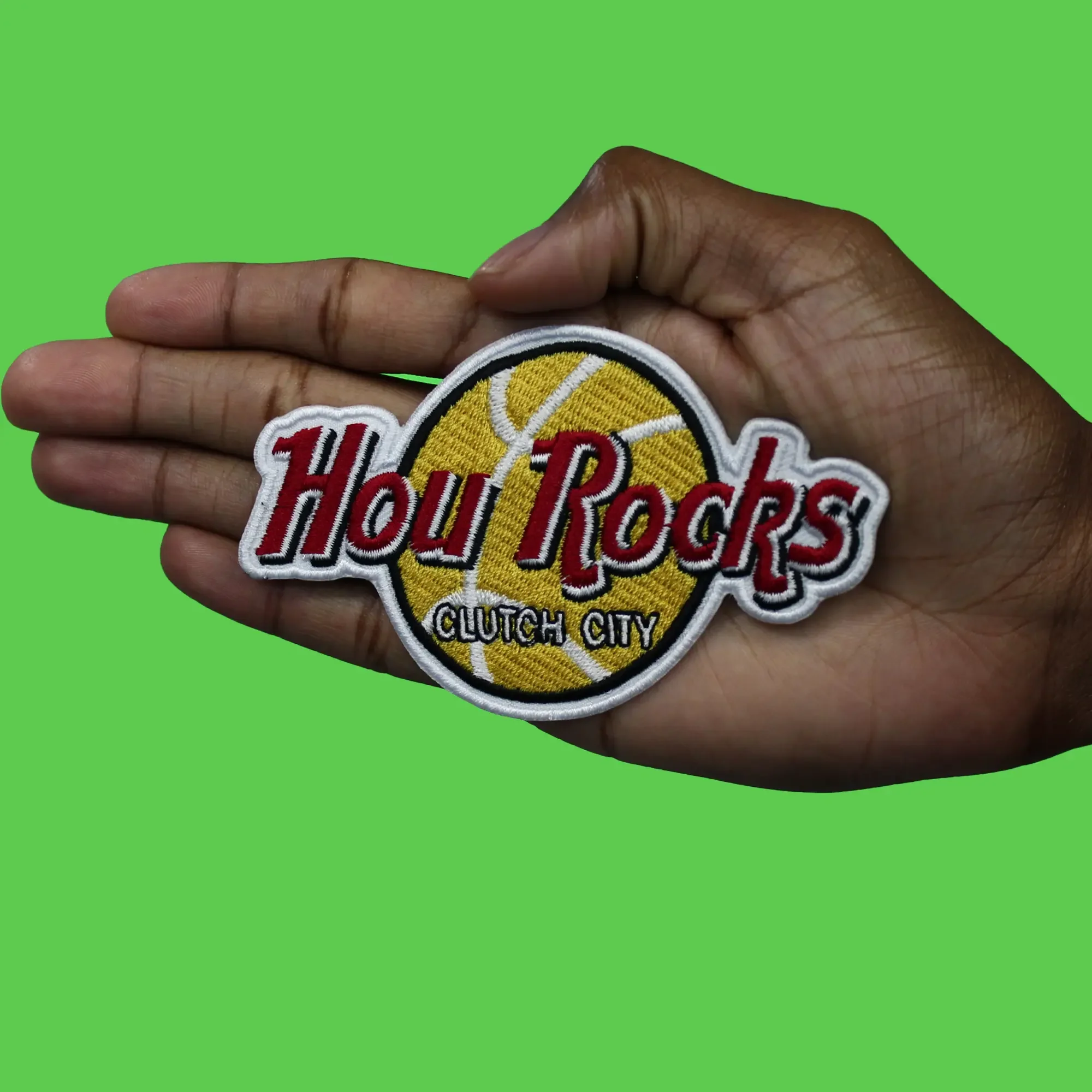 Hou Rocks Clutch City Patch Houston Basketball Embroidered Iron On - Image 2