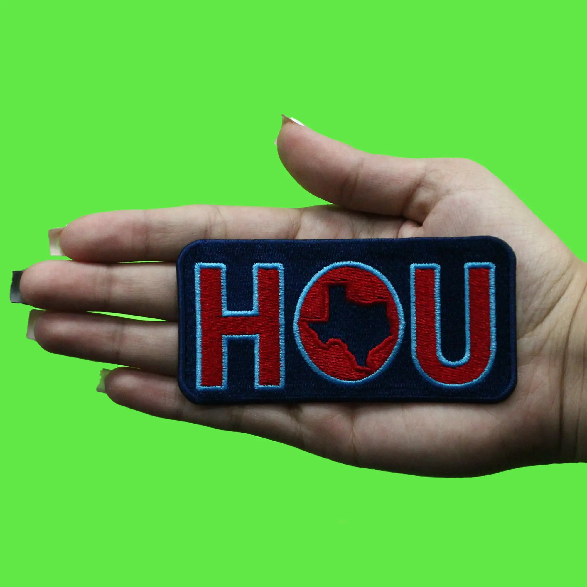 HOU Blue Texas Patch Houstonian State Logo Embroidered Iron On - Image 2