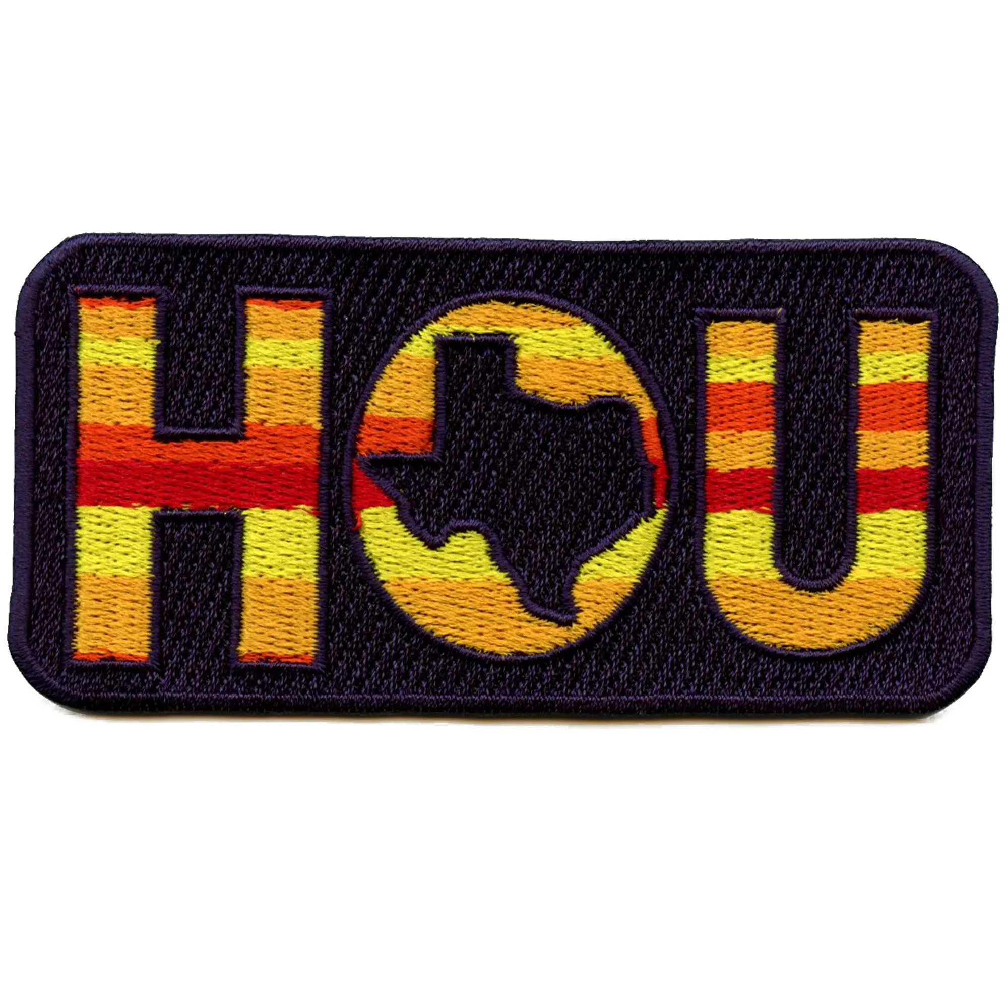 HOU Rainbow State Patch Baseball Script Texas Embroidered Iron On