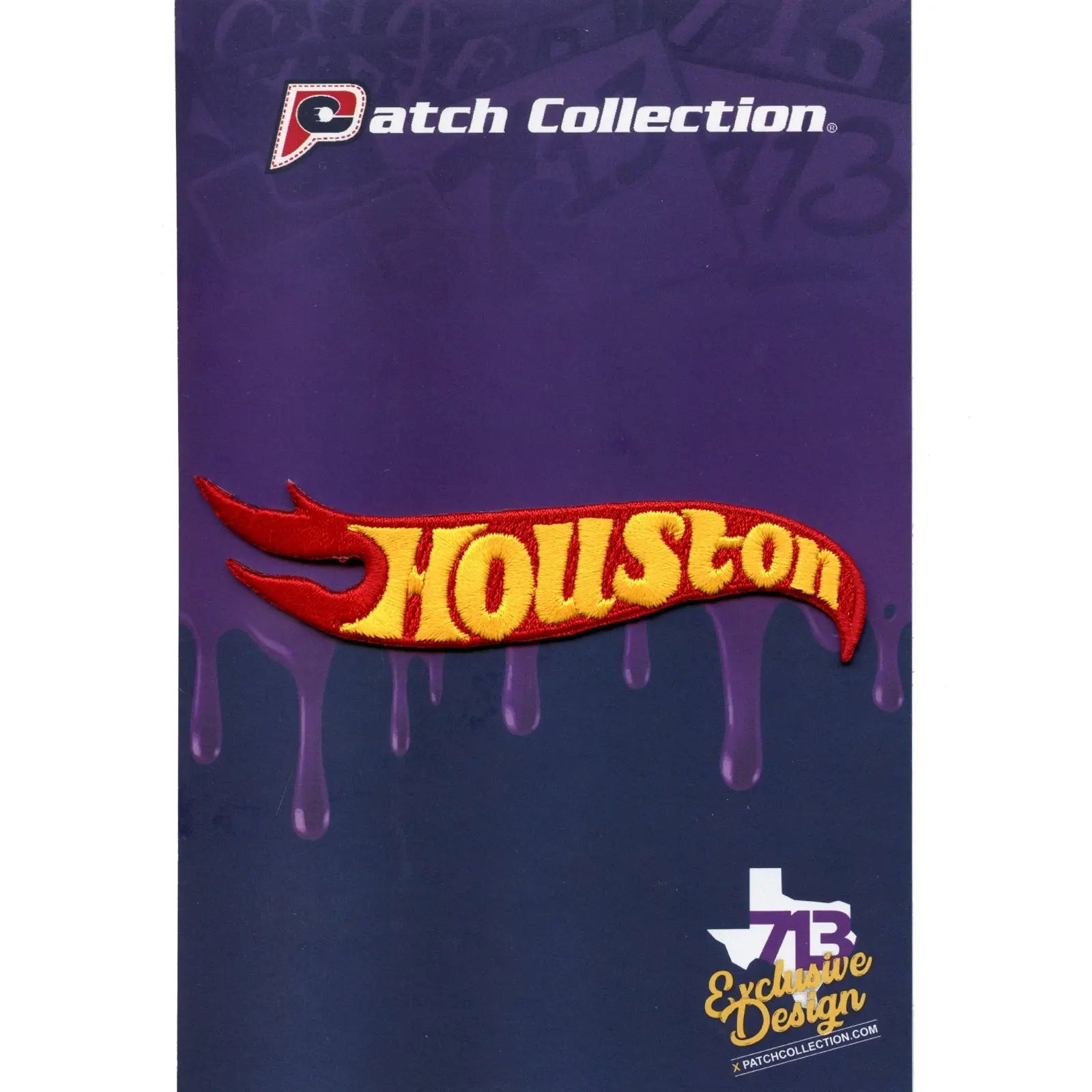 Houston Flame Embroidered Iron On Patch