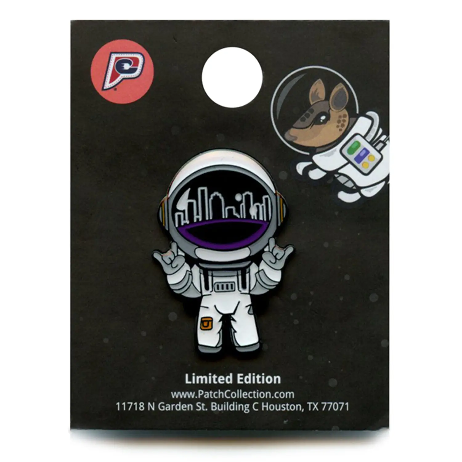 Houston Skyline Astronaut Enamel Lapel Hat Pin - Image 3