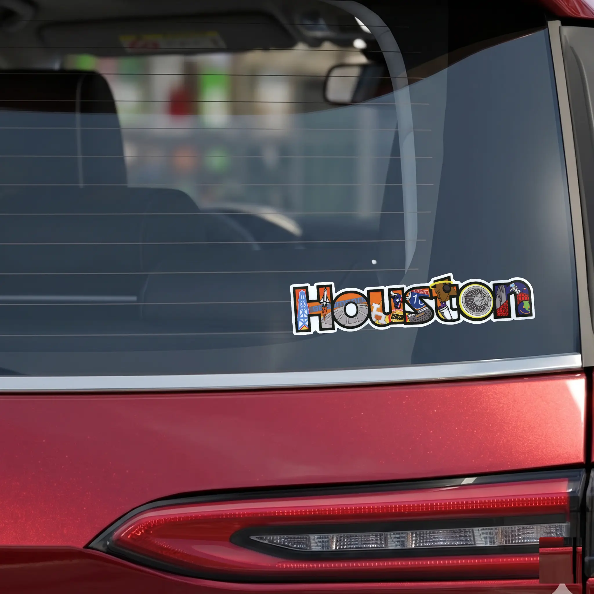 Houston Texas Large Iconic Collage Bumper Sticker - Image 2