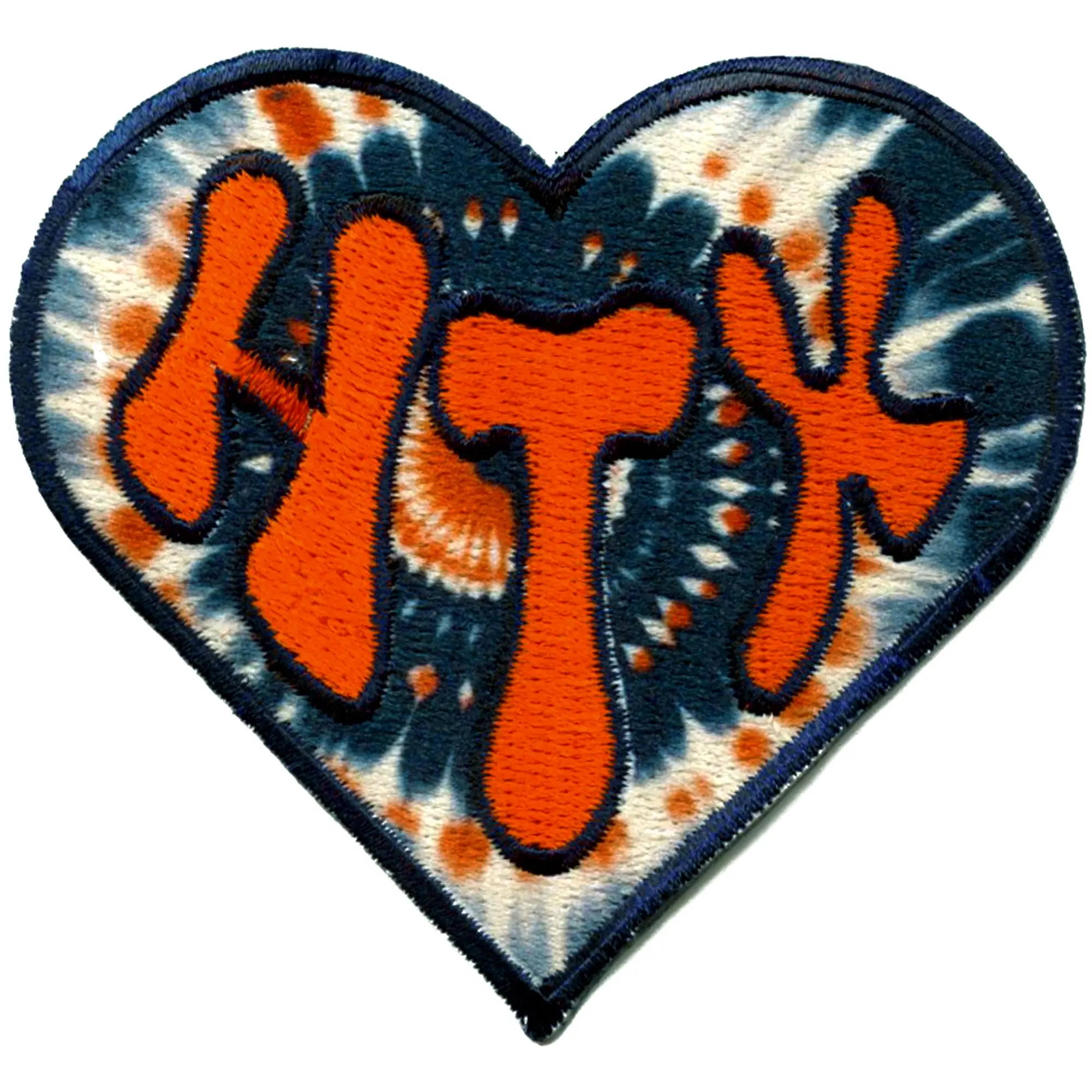HTX Tie Dye Heart Patch Houston Texas Groovy Embroidered Iron On