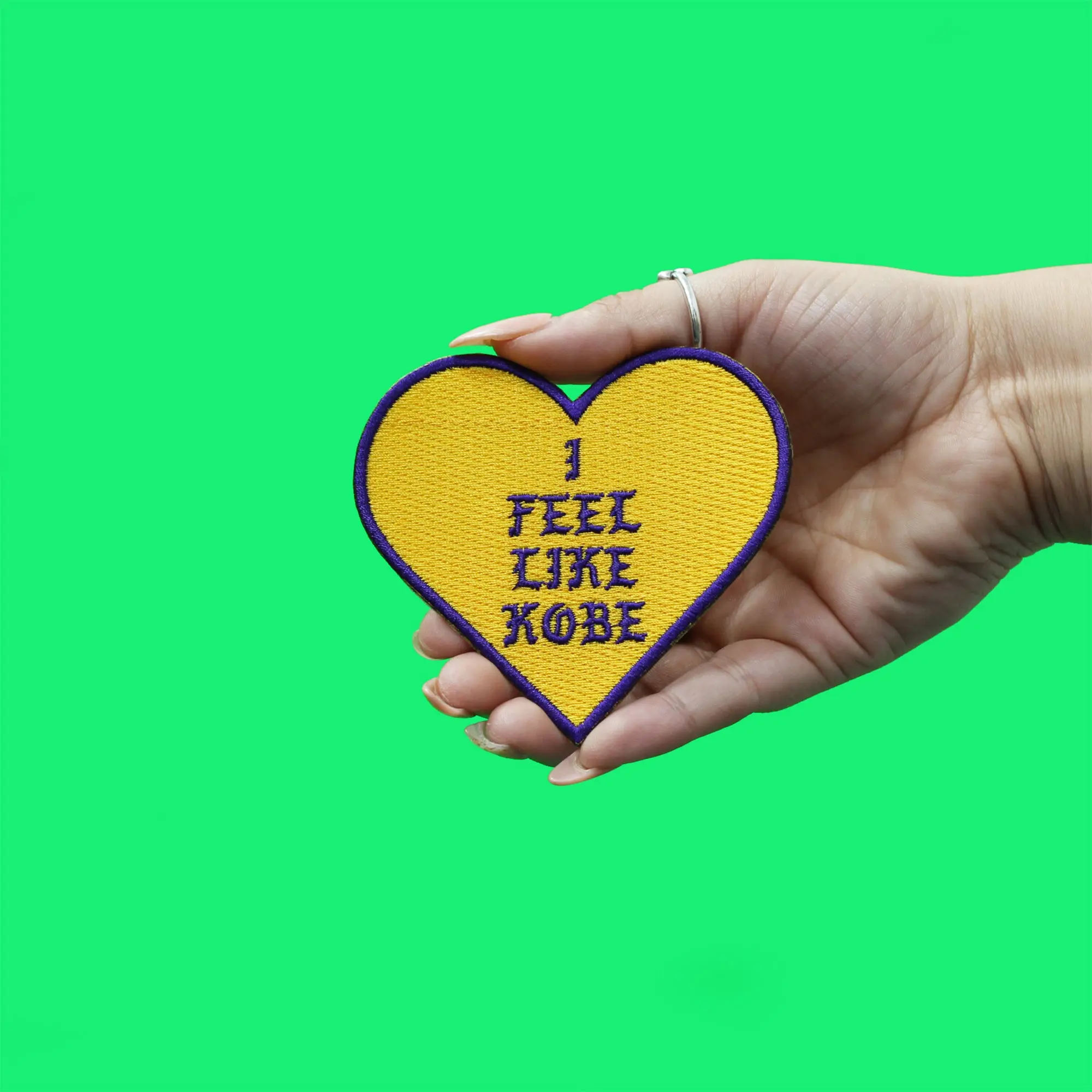 I Feel Like Kobe Heart Patch Basketball Athletes Embroidered Iron On - Image 2