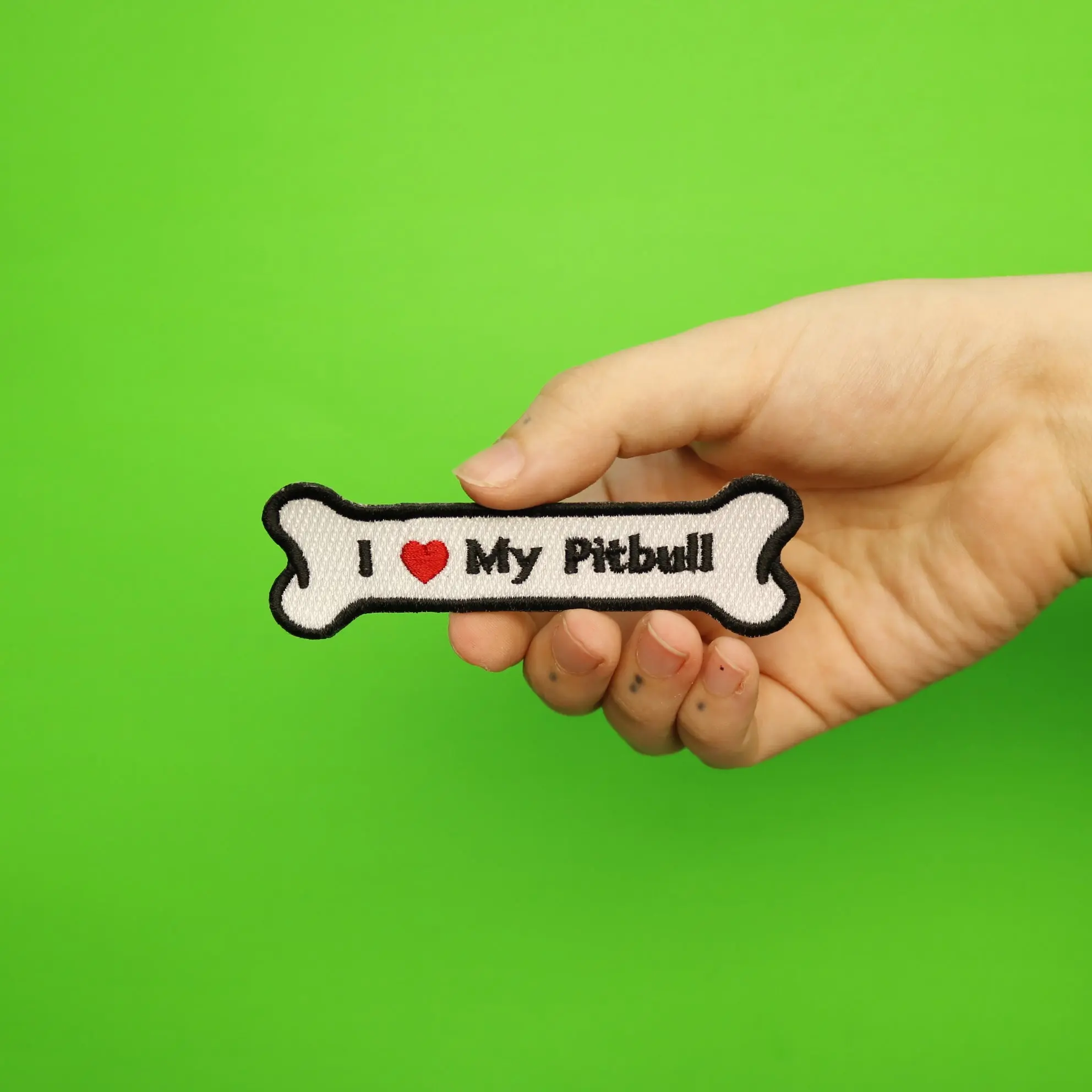 I Heart My Pitbull Embroidered Iron On Patch - Image 2