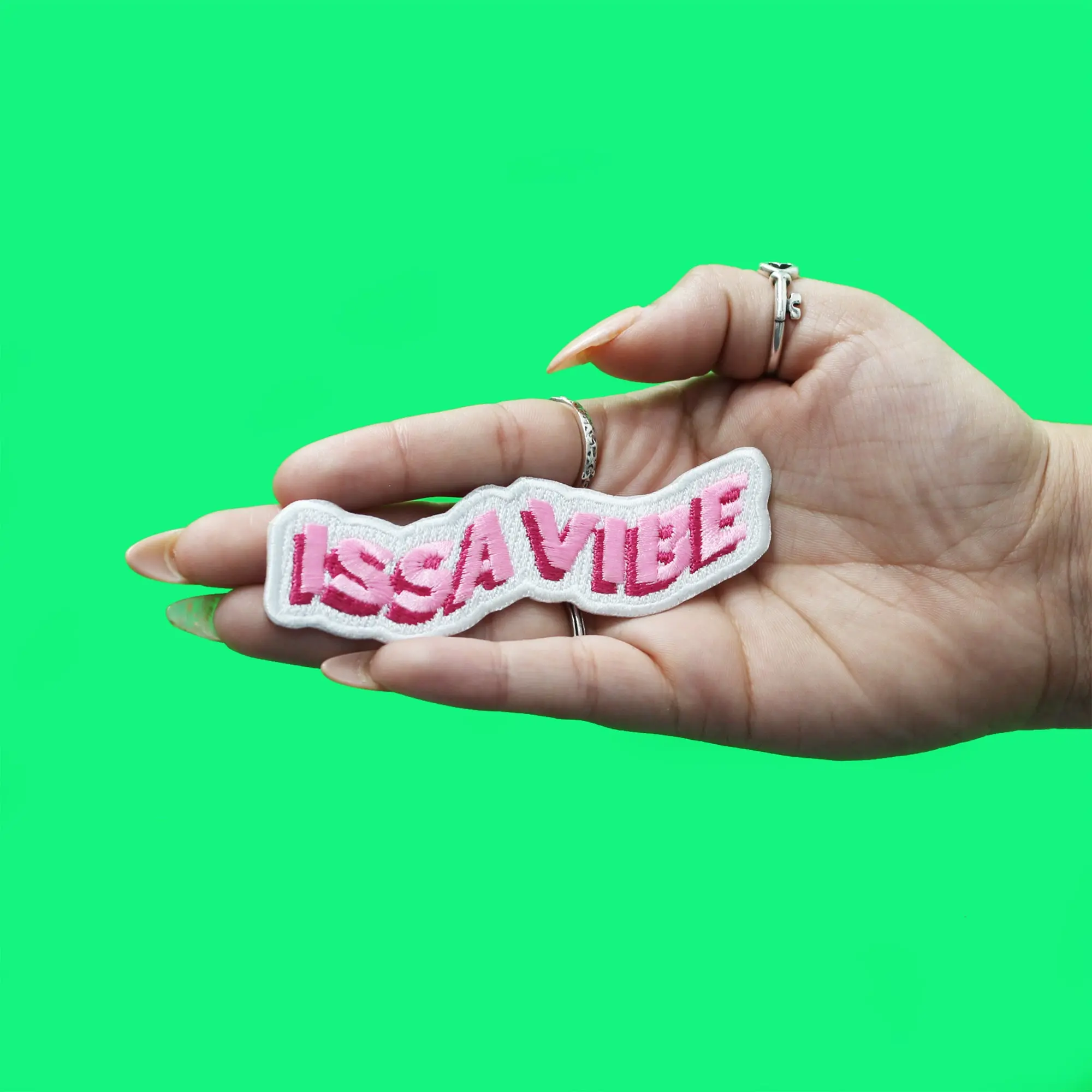 Issa Vibe Patch Trendy Pink Embroidered Iron On - Image 2