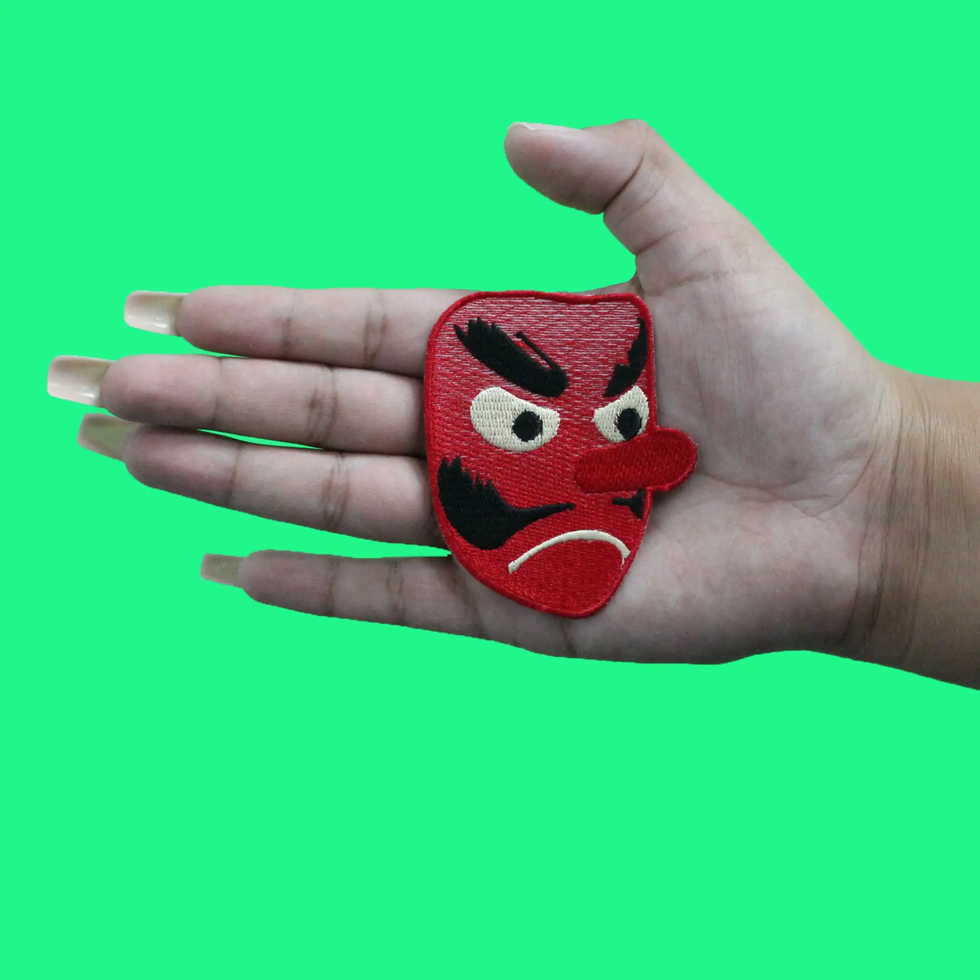 Ogre Mask Japanese Patch Tengu Red Mask Embroidered Iron On - Image 2