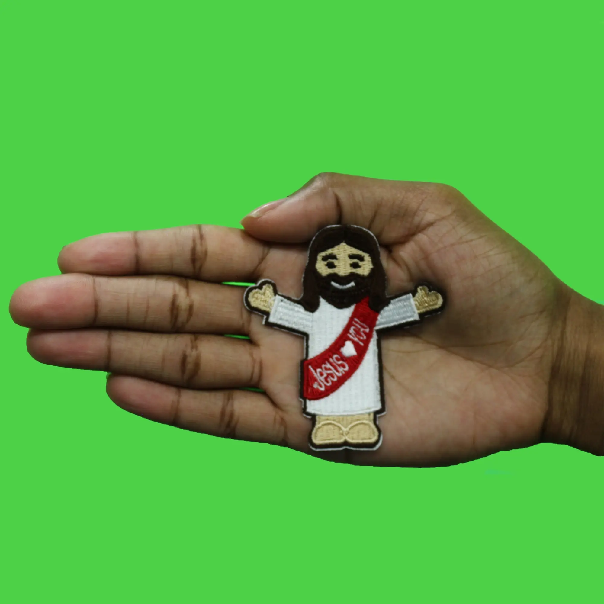 Jesus Loves You Patch Chibi Religious Christian Embroidered Iron On - Image 2