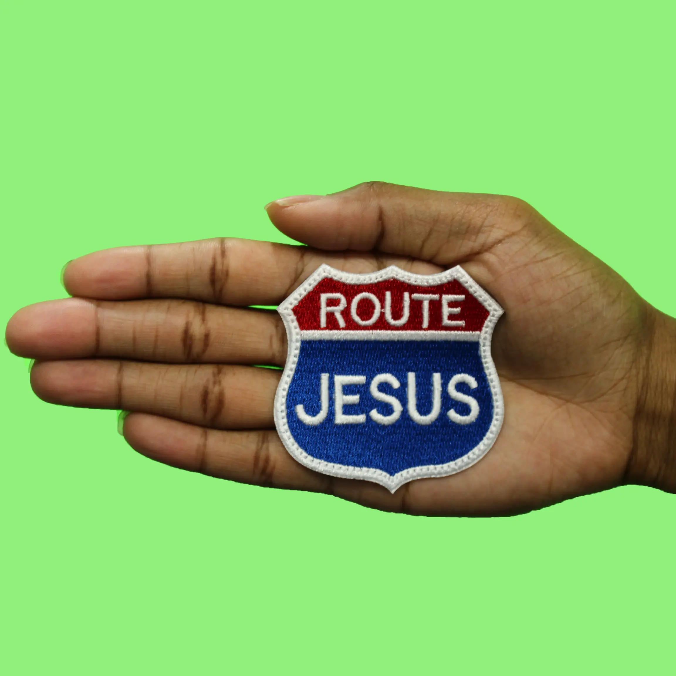 Jesus Route Road Patch Religious Christian Embroidered Iron On - Image 2
