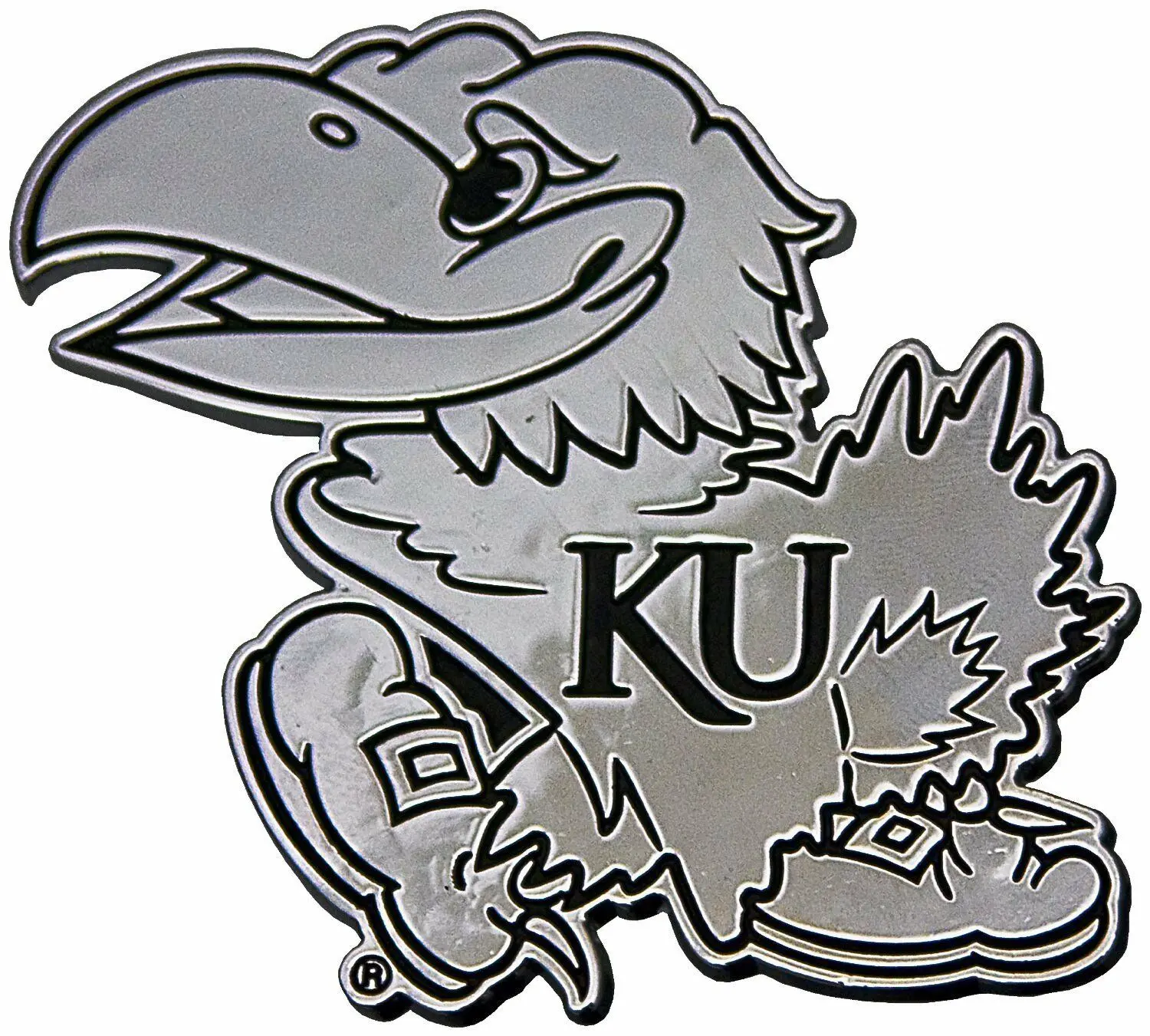 Kansas Jayhawks Premium Solid Metal Chrome Plated Car Auto Emblem