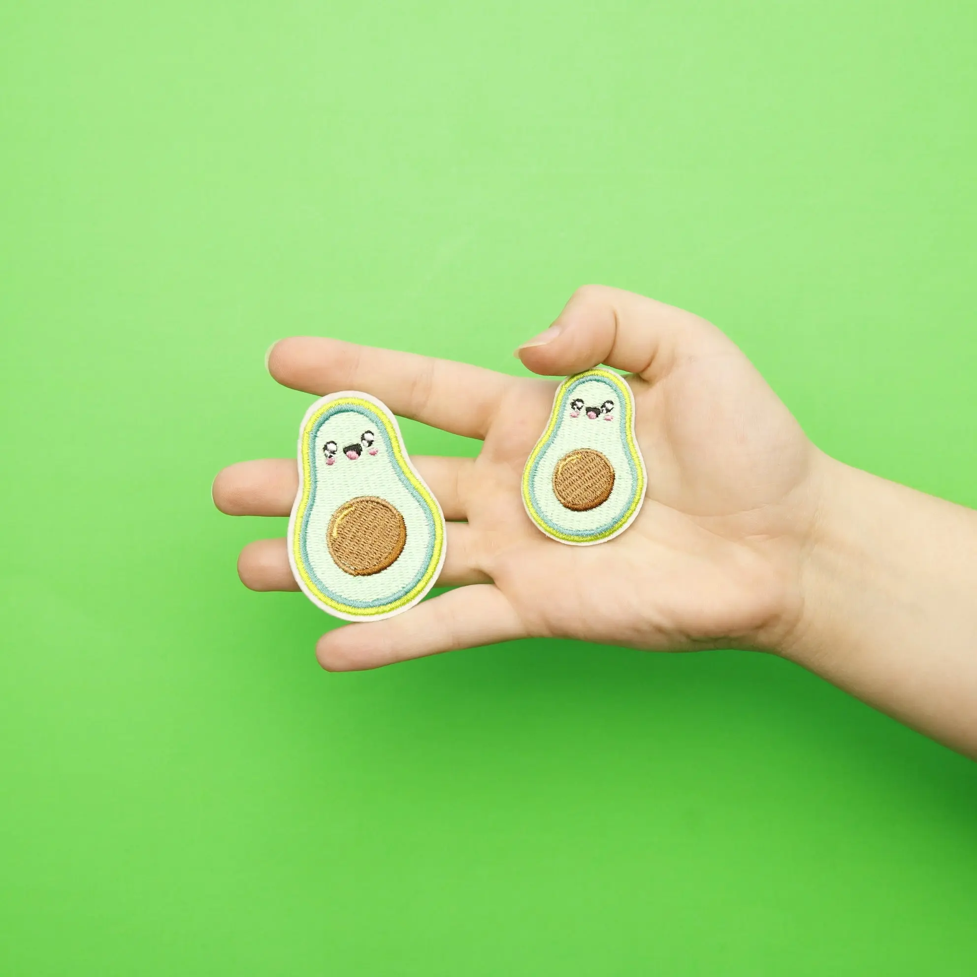 Kawaii Avocado Embroidered Iron On Patch (2pc) - Image 2