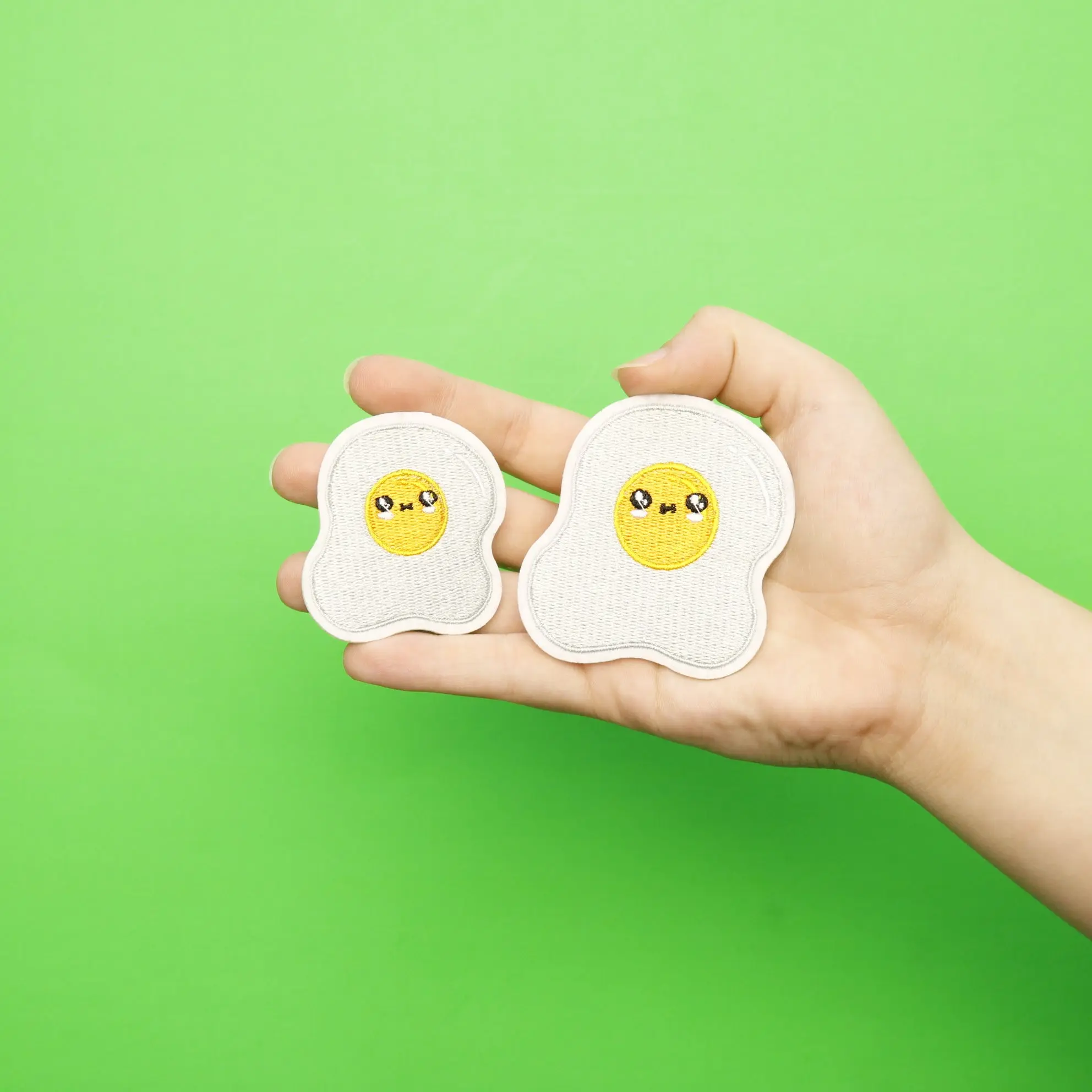 Kawaii Fried Egg Embroidered Iron On Patch (2pc) - Image 2