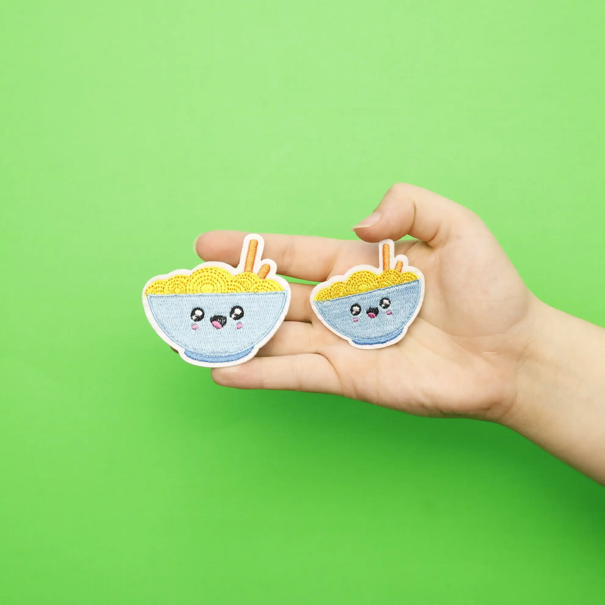 Kawaii Ramen Bowl Embroidered Iron On Patch (2pc) - Image 2
