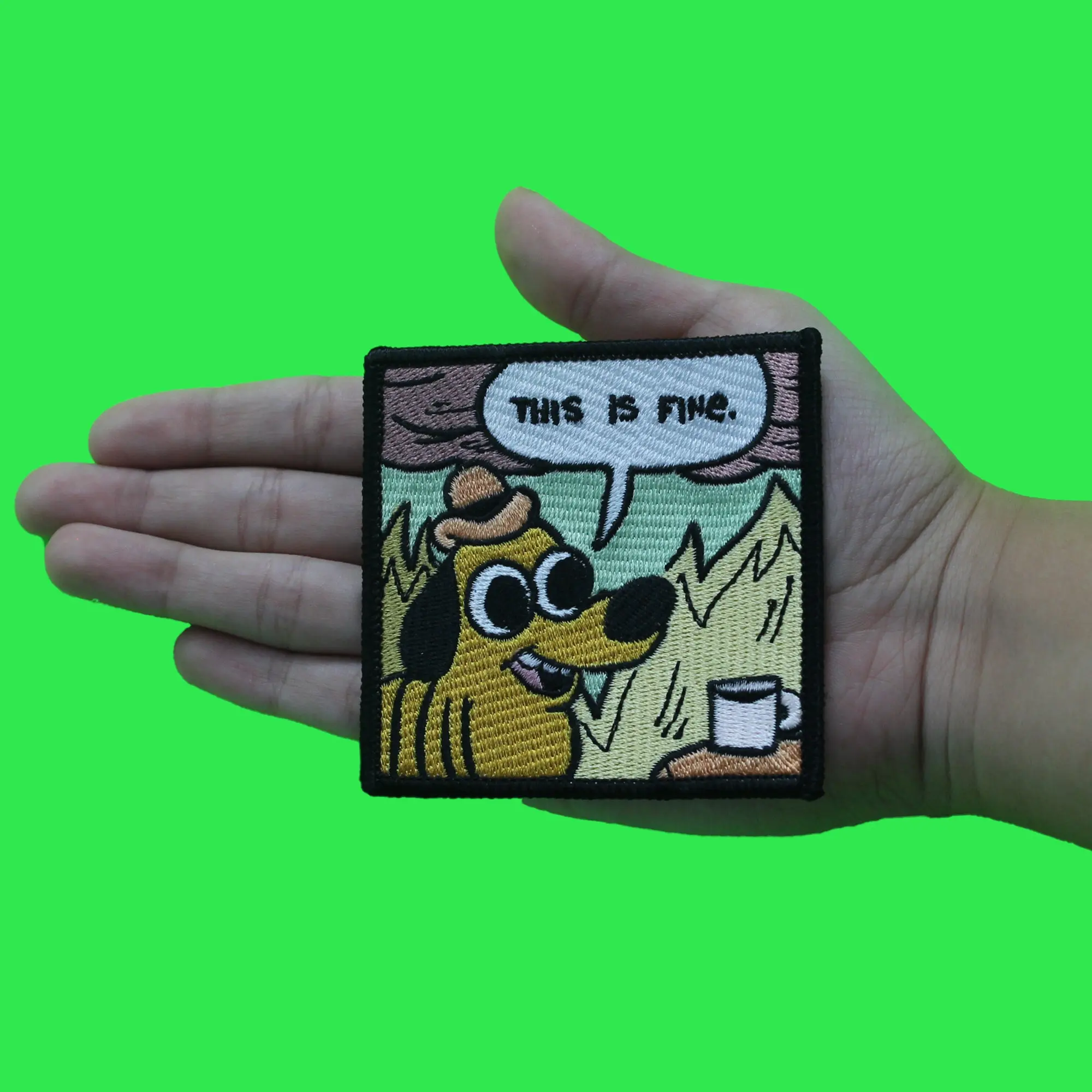 KC Green This Is Fine Patch Room On Fire Meme Funny Embroidered Iron On - Image 2