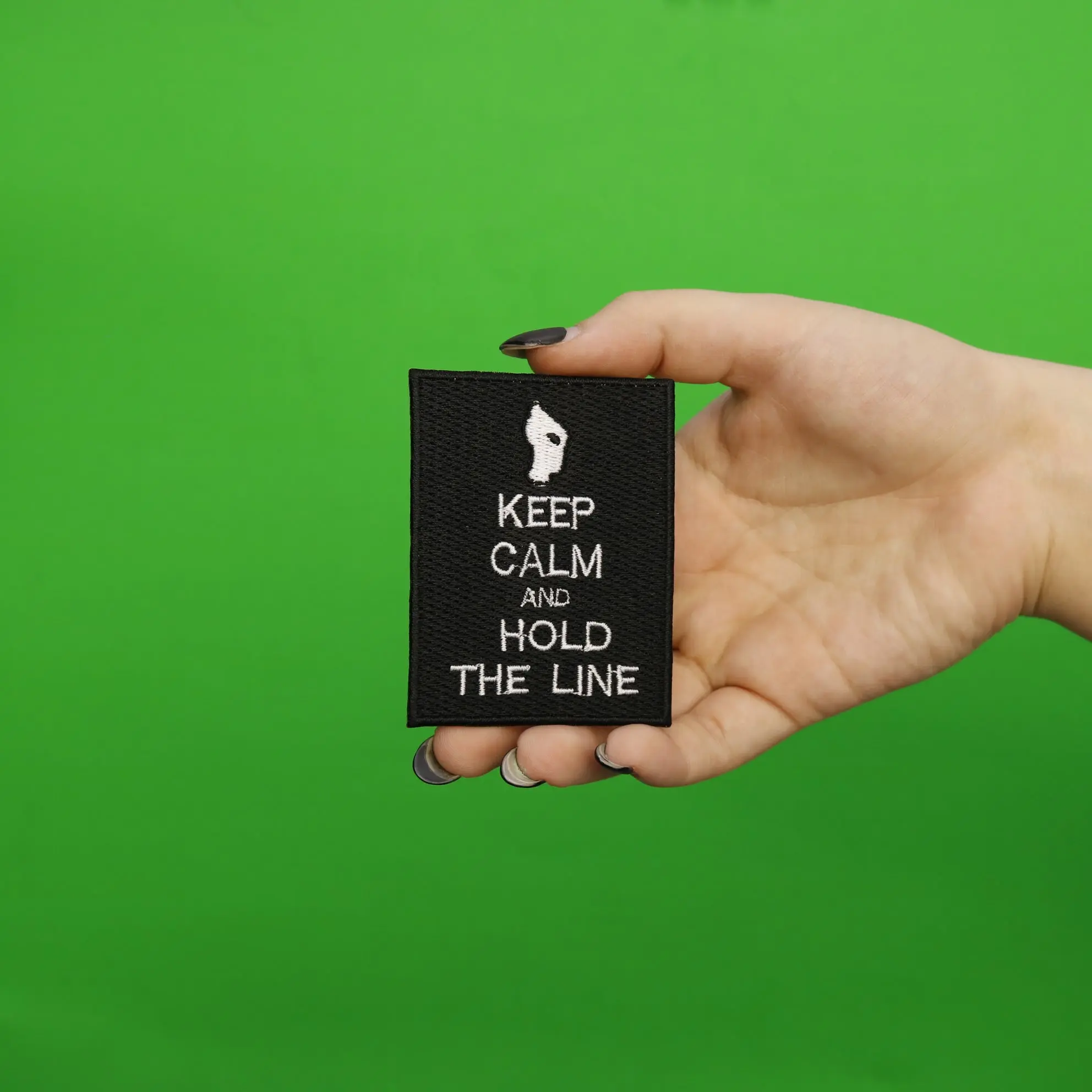 Keep Calm And Hold The Line Gaming Iron On Embroidered Patch - Image 2