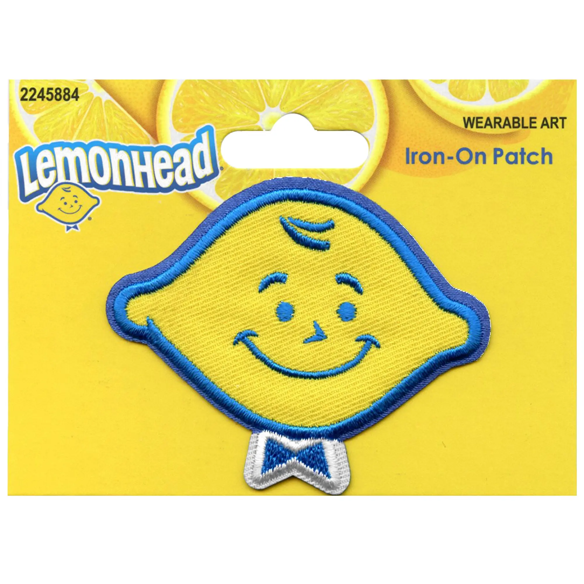 LemonHead Smiling Logo Candy Patch Sour Yellow Bowtie Embroidered Iron On - Image 2
