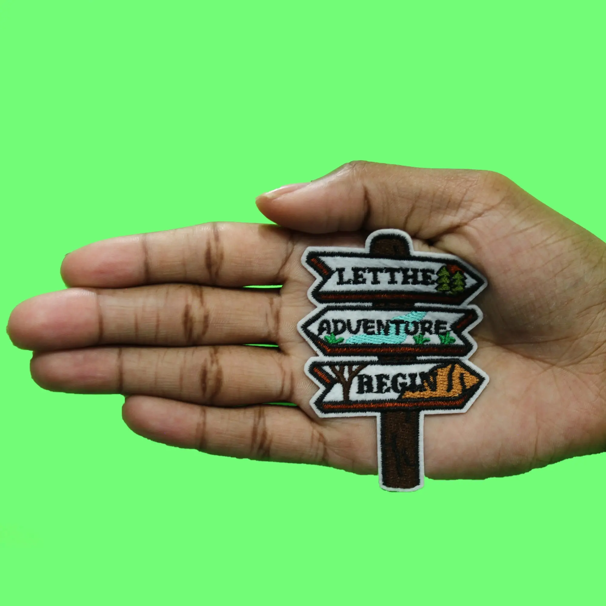 Let the Adventure Begin Patch Mountains Nature Hiking Embroidered Iron On - Image 2