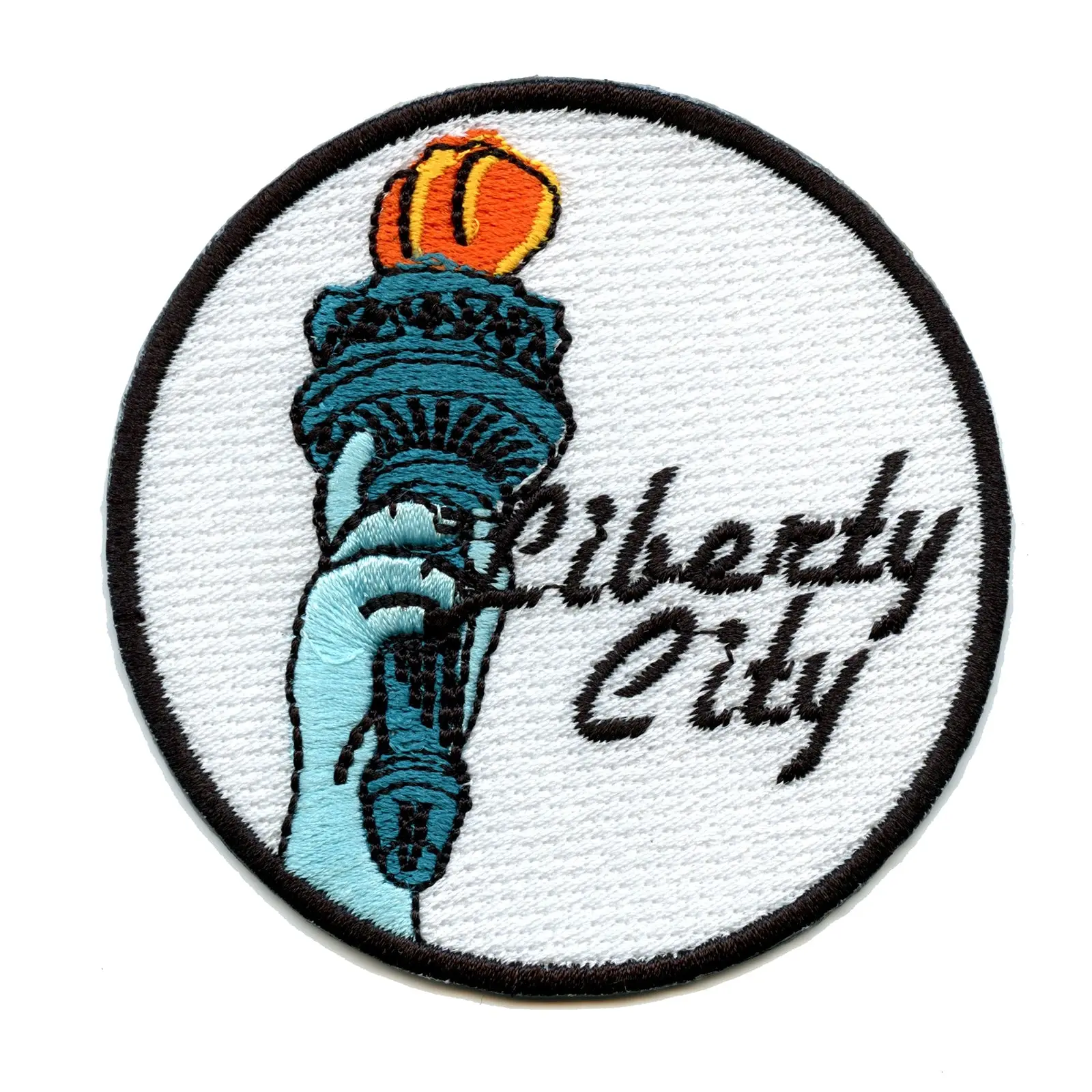 "Liberty City" New York Round Iron On Patch