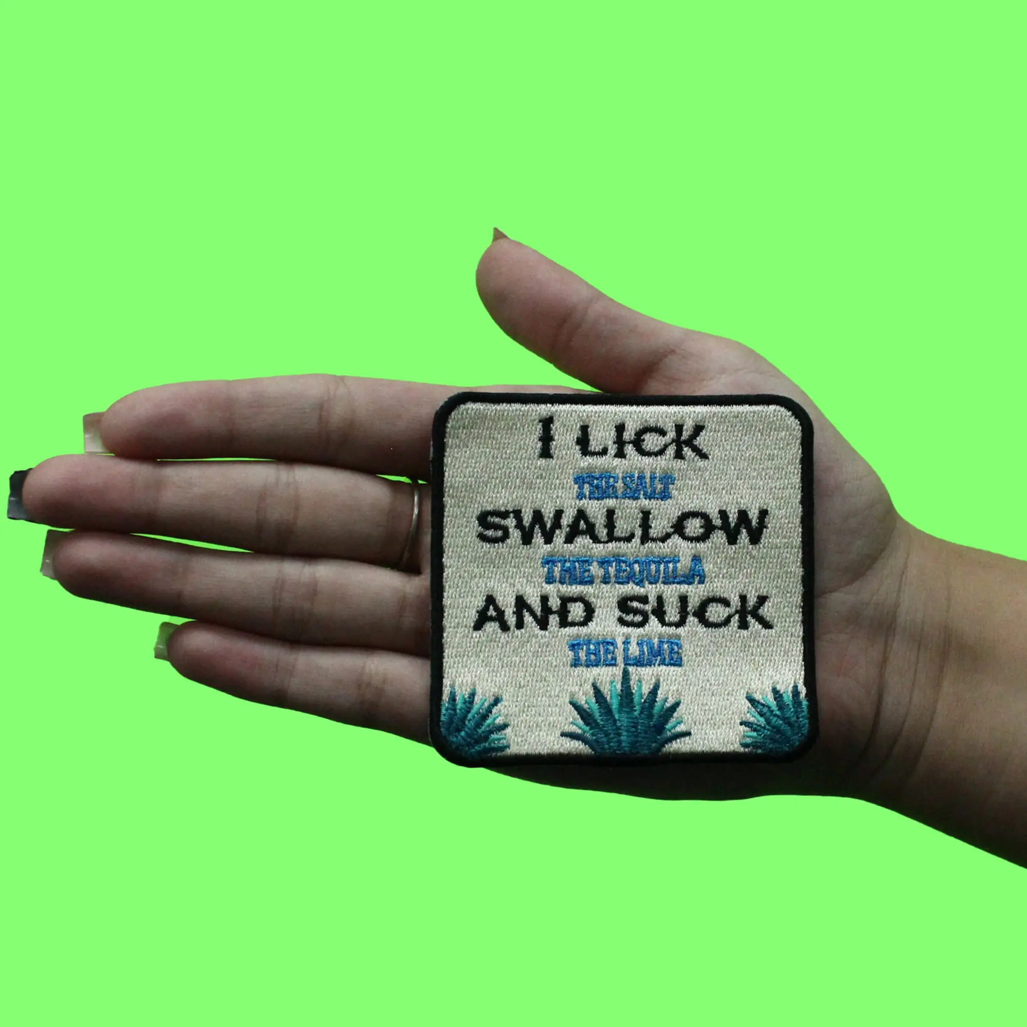 Lick The Salt Patch Swallow Tequila Lime Embroidered Iron On - Image 2