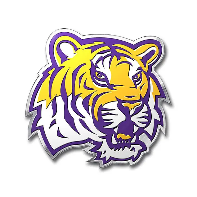 Louisiana State University Tigers Colored Aluminum Car Auto Emblem