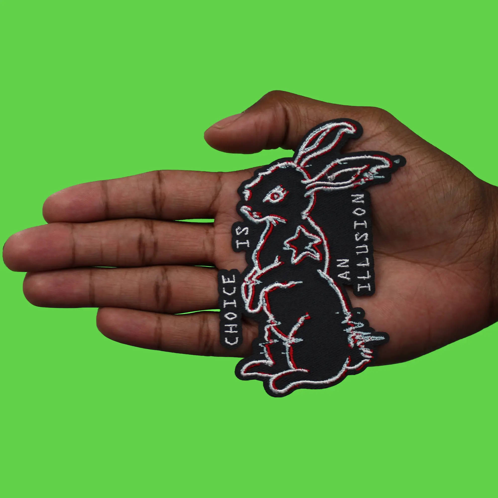 Matrix White Rabbit Patch Choice Is An Illusion Embroidered Iron on - Image 2