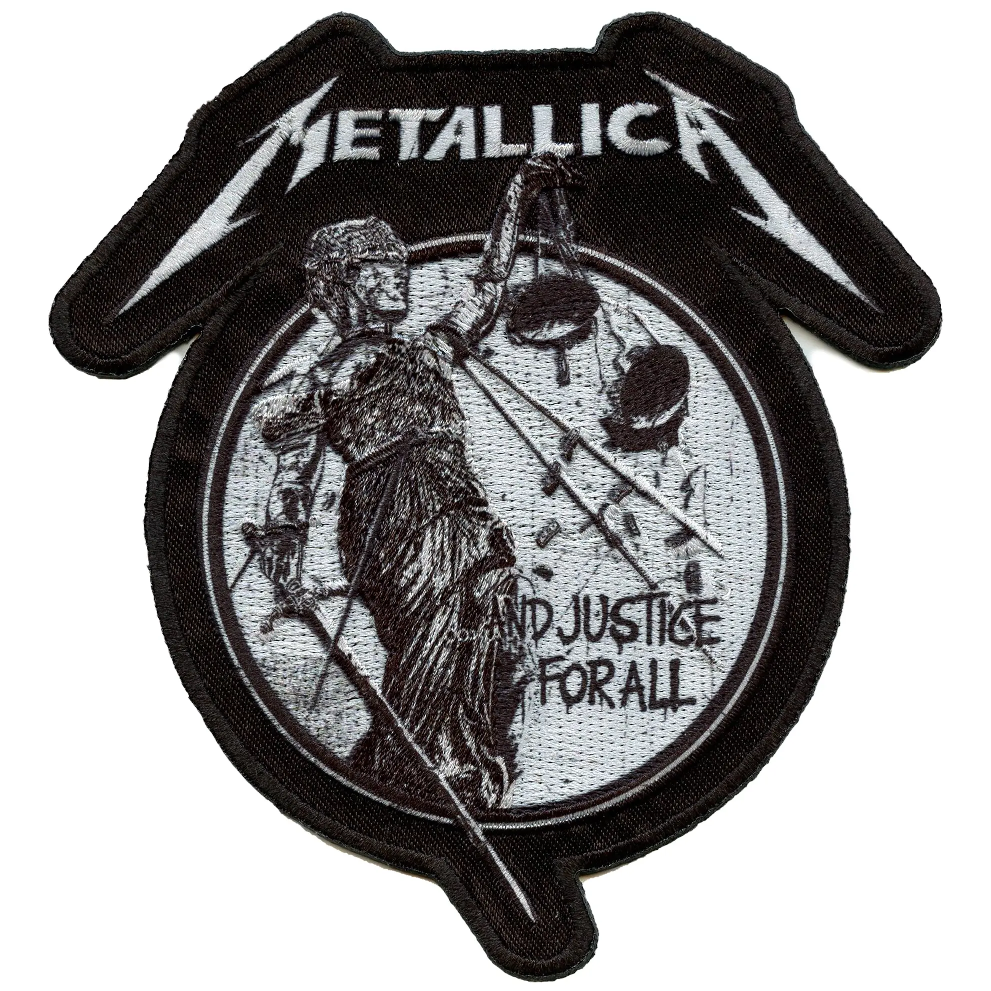 Metallica Metal Band Patch Justice Mono Black/White Sublimation Embroidered Iron-On