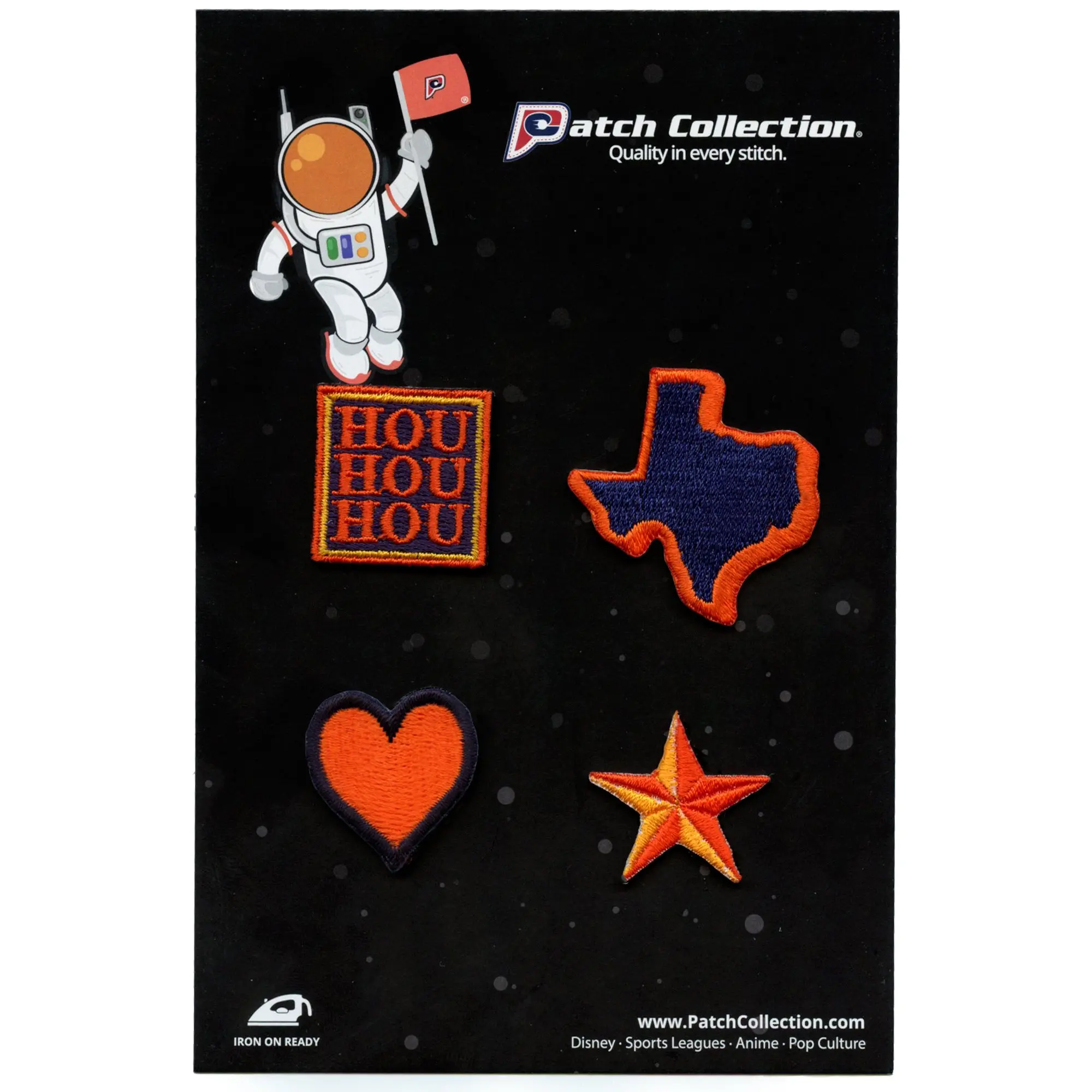 Houston 4 Pack Mini Set Patch HOU Heart Star Texas Embroidered Iron On - Image 2