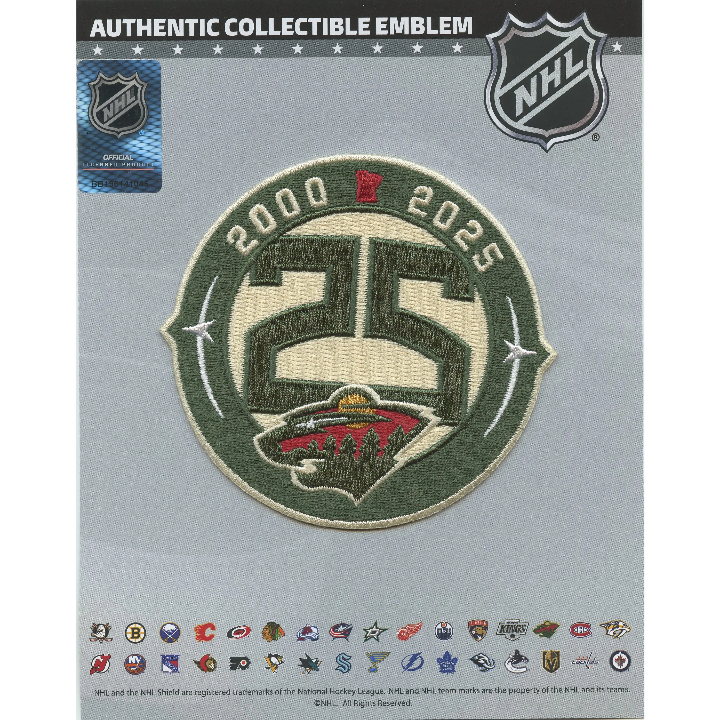 Minnesota Wild 25th Anniversary NHL Season Jersey Patch 2025-26