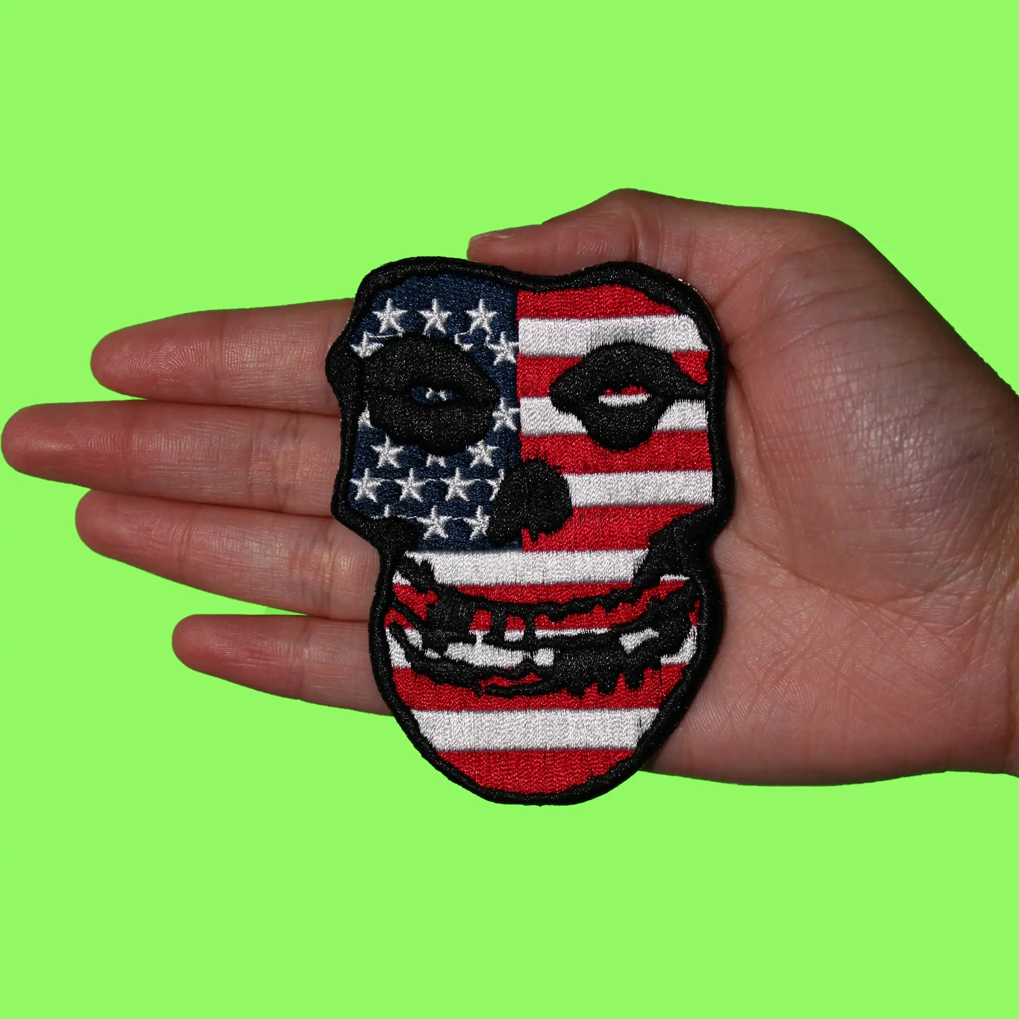 Misfits USA Skull Patch Punk Rock Band Embroidered Iron On - Image 2