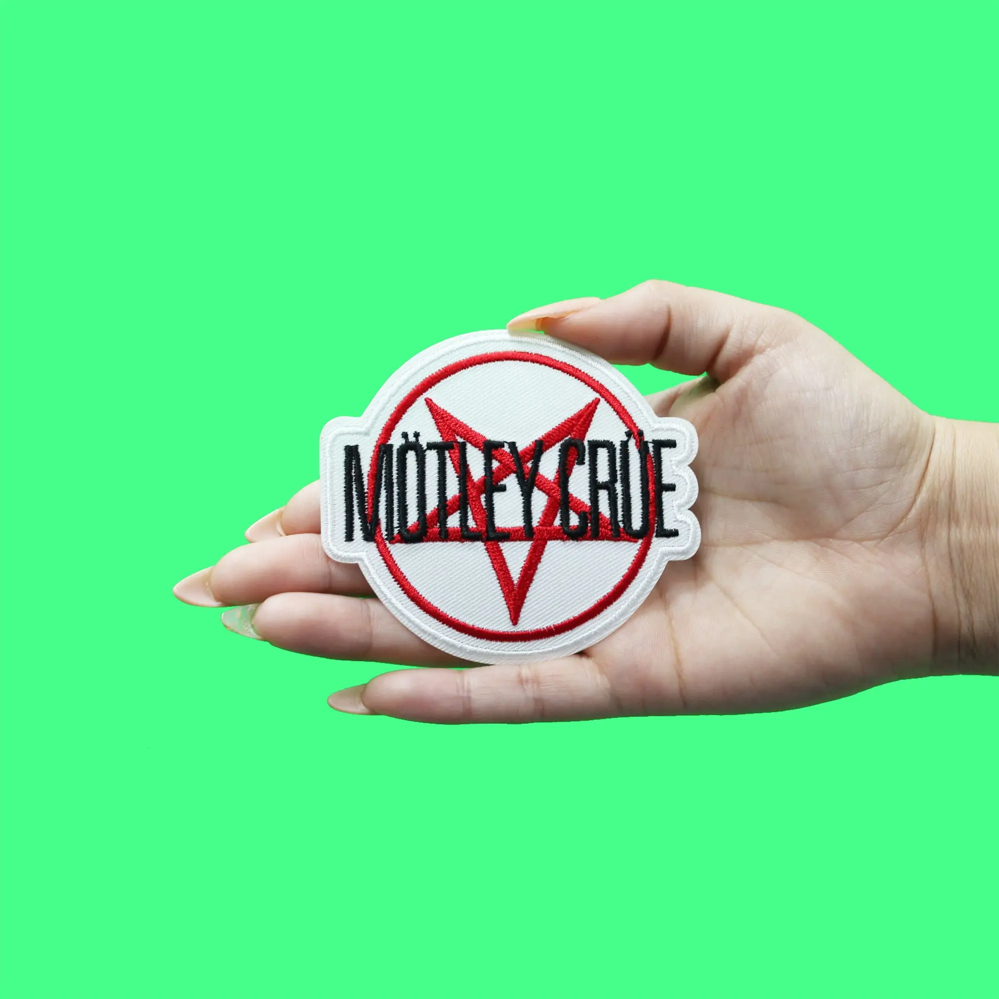 Official Motley Crue Patch Red Pentagram Logo Embroidered Iron On - Image 2