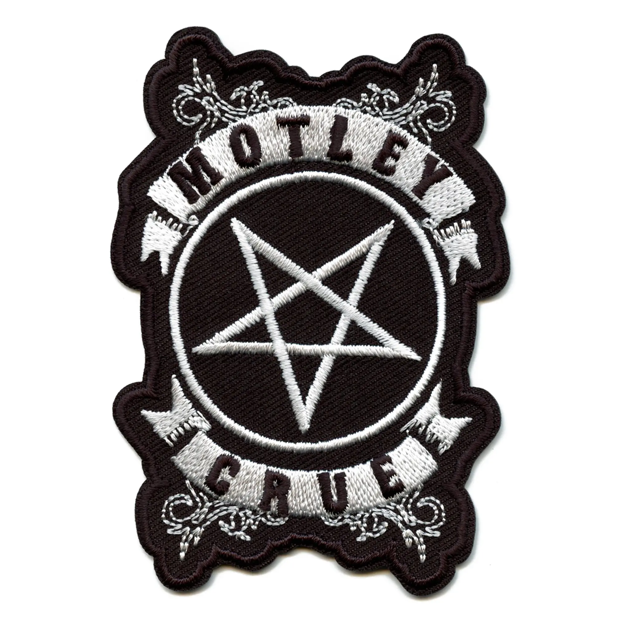 Official Motley Crue Patch Ribbons With Pentagram Embroidered Iron On
