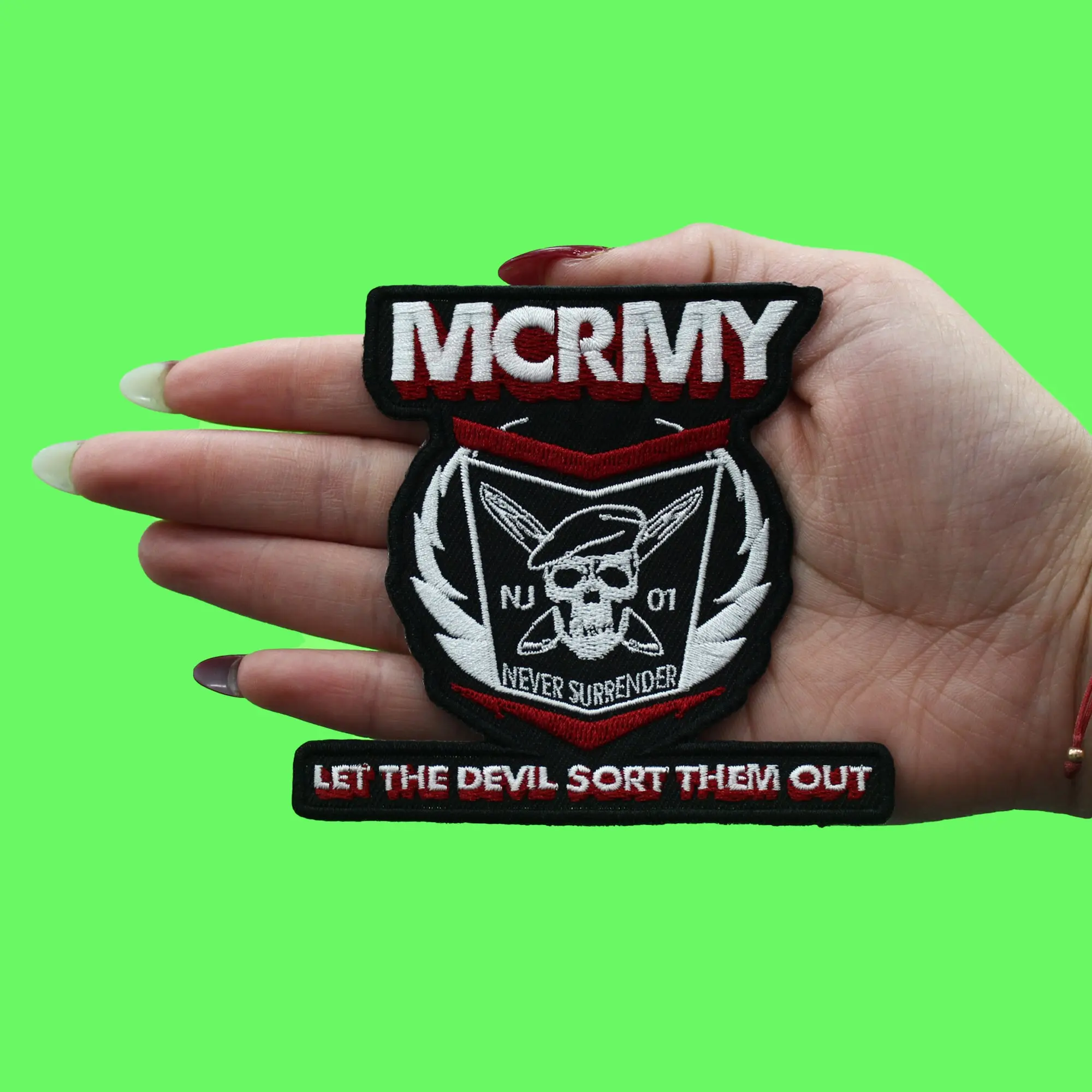 My Chemical Romance Patch Never Surrender Skull Badge Embroidered Iron On - Image 2
