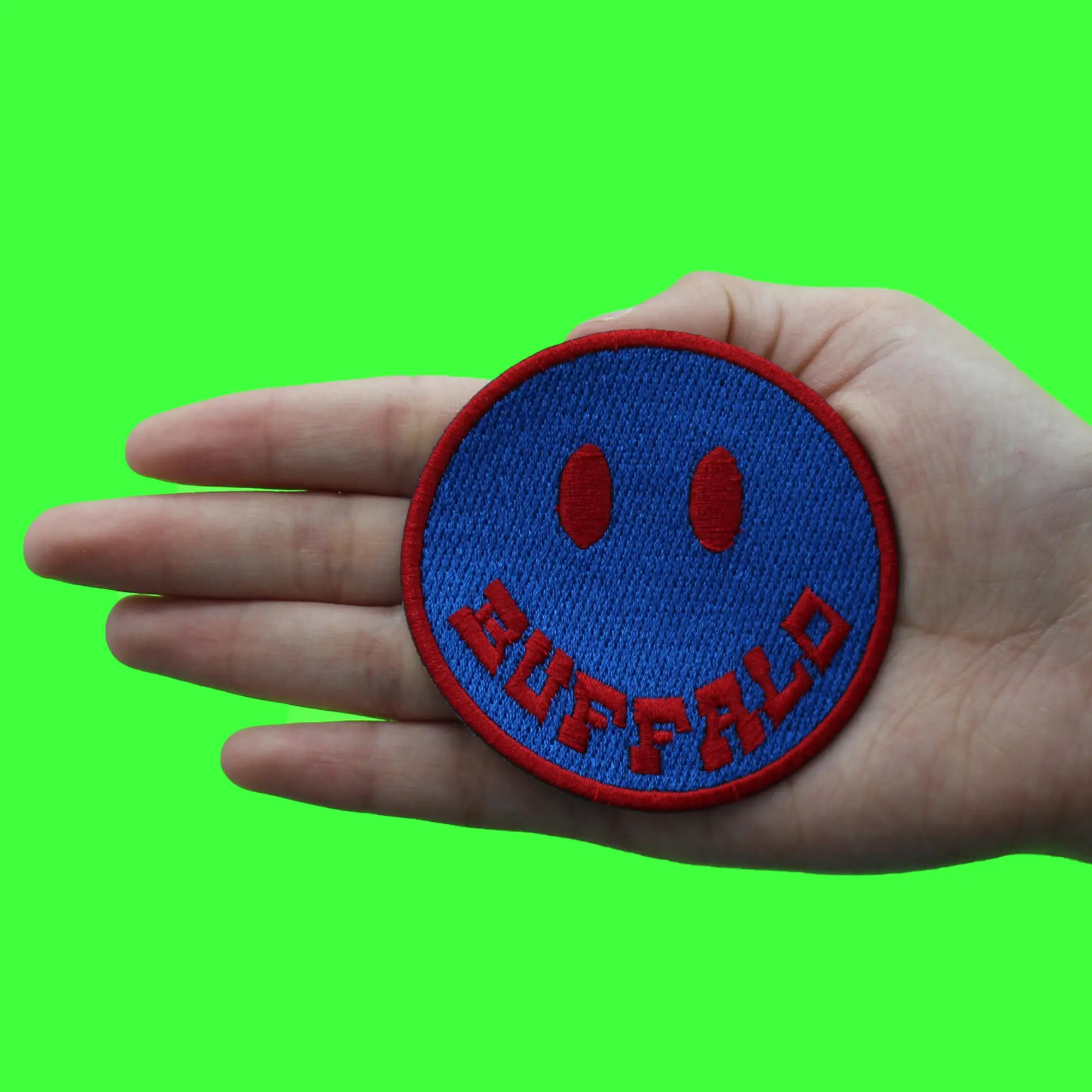 Buffalo New York Smiley Face Patch City Blue Embroidered Iron-on - Image 2