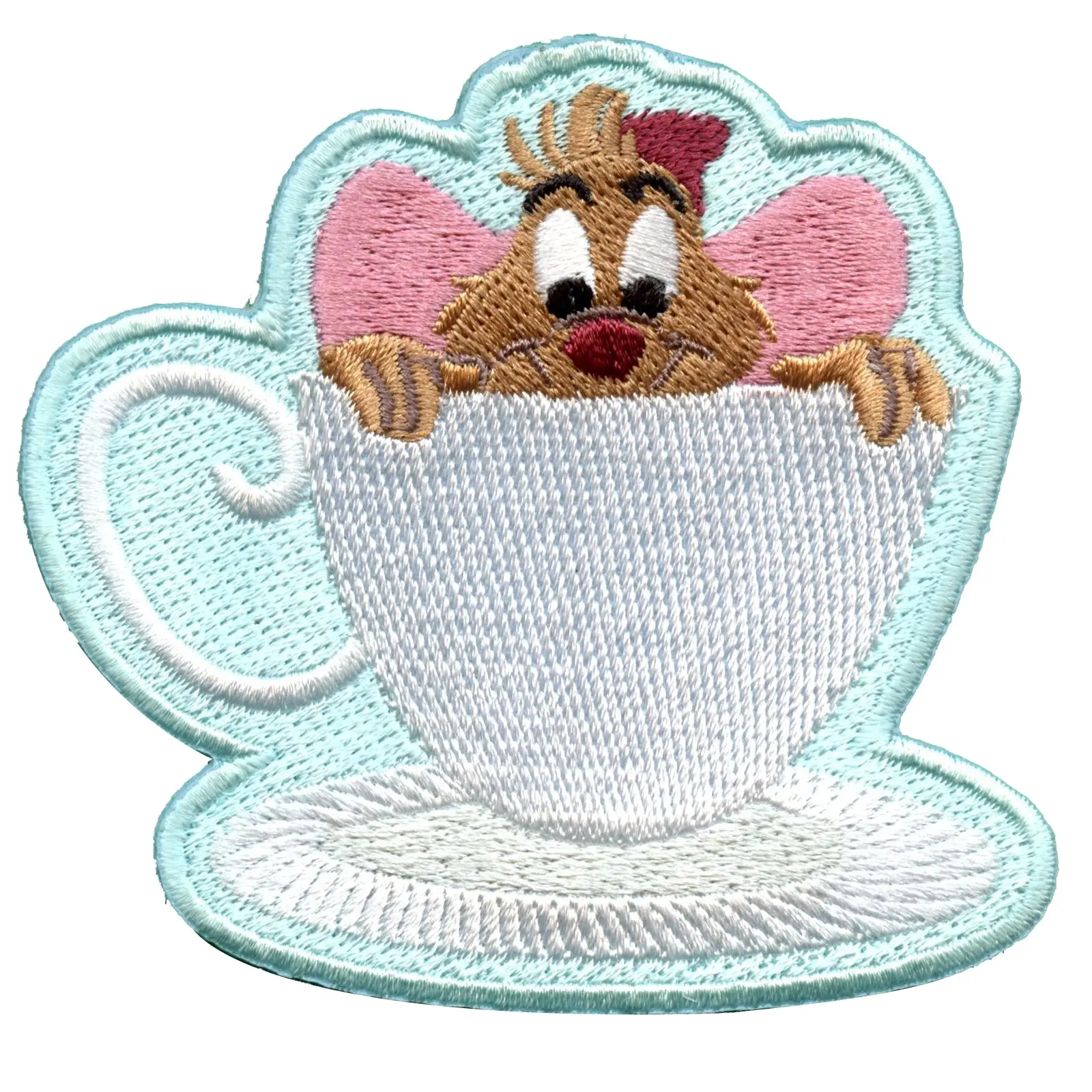 Official Cinderella Jaq In Tea Cup Embroidered Iron On Applique Patch
