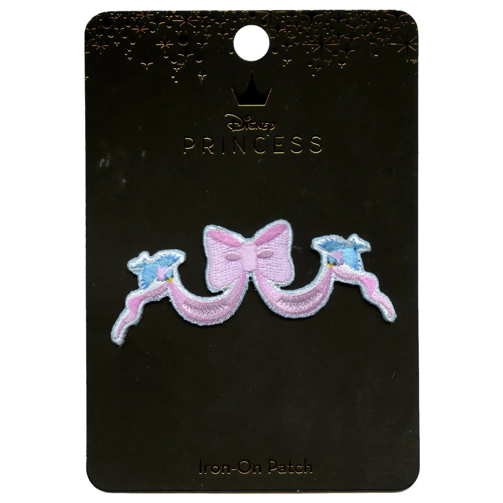 Official Cinderella Two Birds Holding Bow Embroidered Iron On Applique Patch - Image 2
