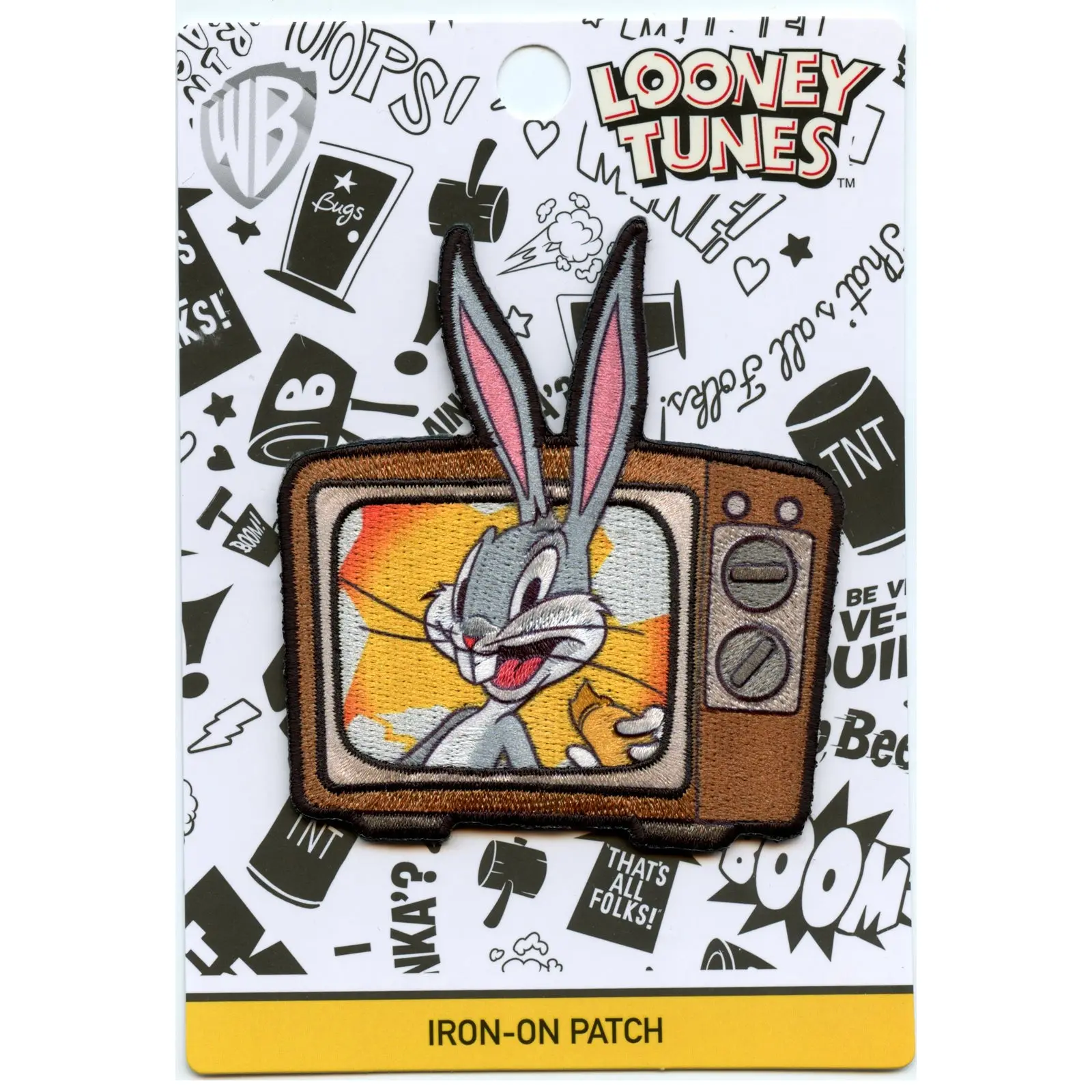 Official Classic Bugs Bunny In TV Eating A Carrot Embroidered Iron On Patch - Image 2