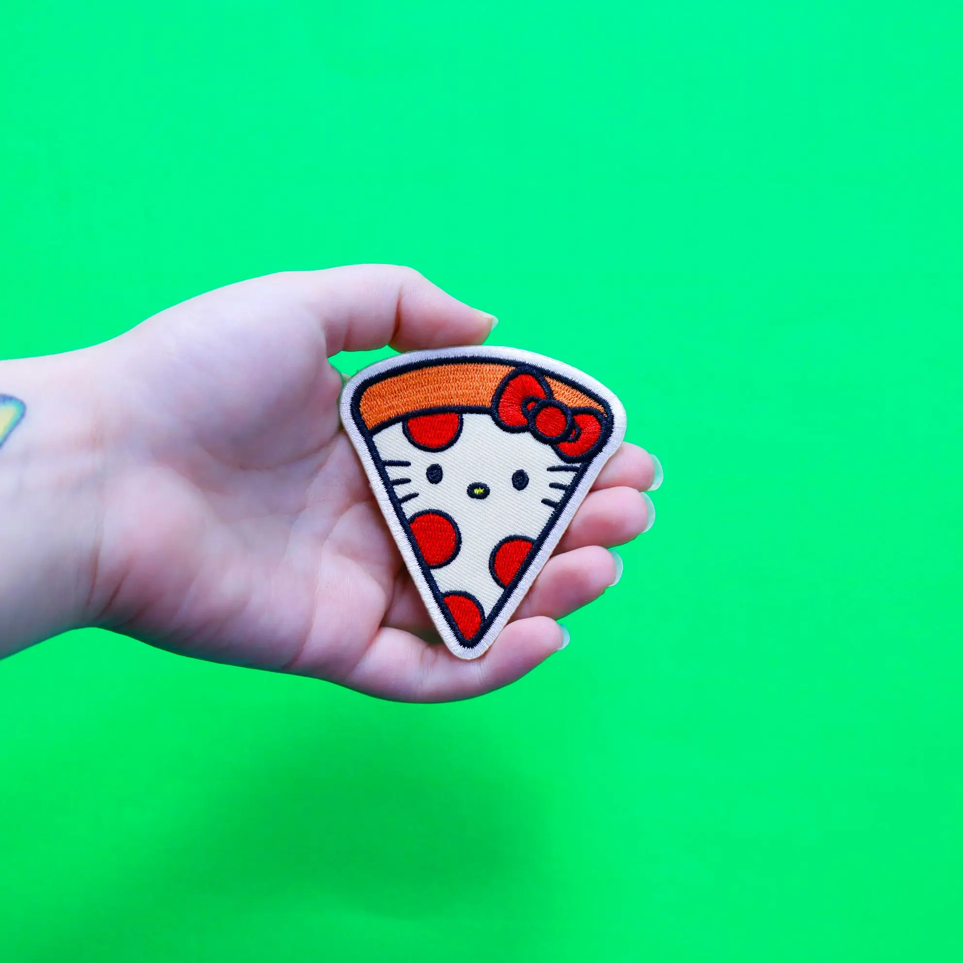 Official Hello Kitty Pizza Embroidered Iron On Patch - Image 3