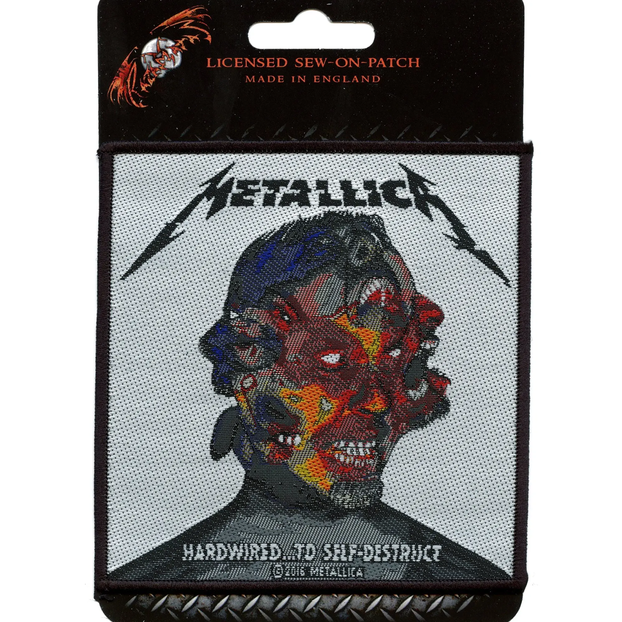 Official Metallica Rock Patch Hardwired Three Faces Woven Sew On - Image 2