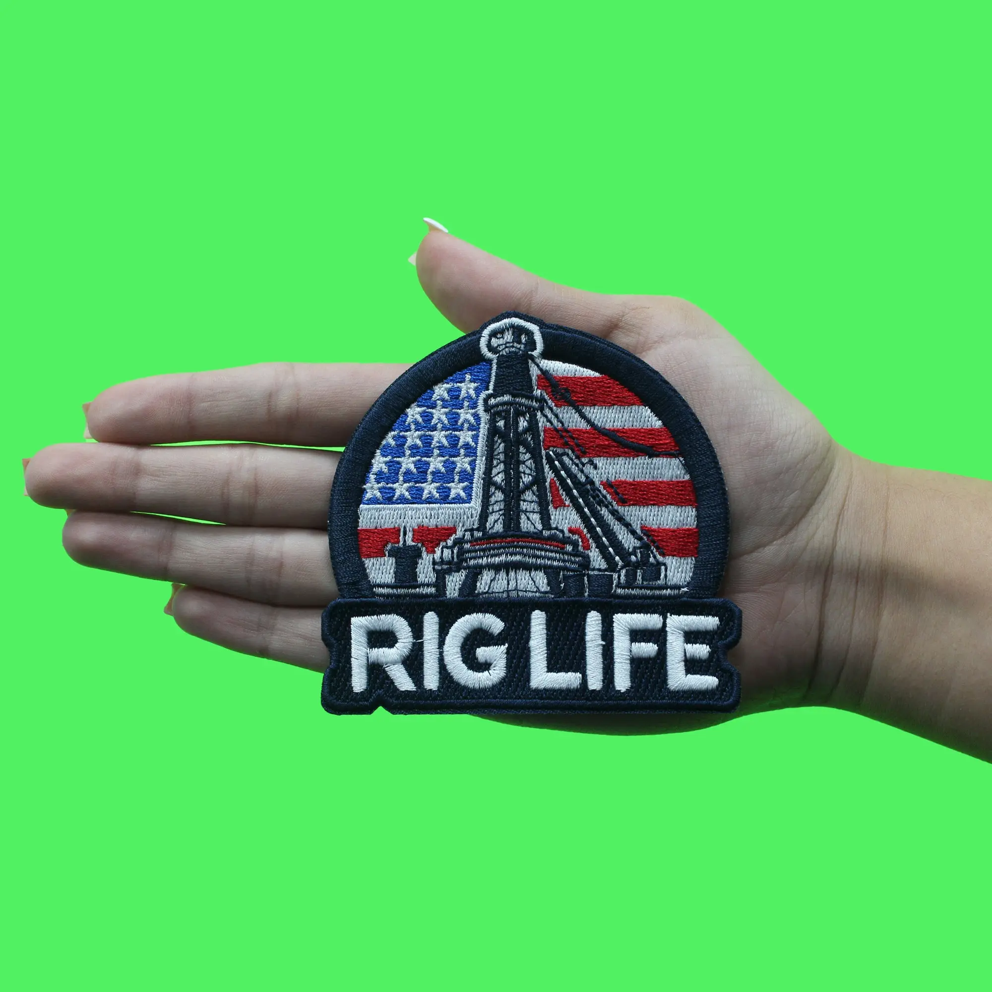 Oil Rig Life Patch Blue Collar Embroidered Iron On - Image 2