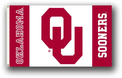 Oklahoma Sooners Logo Red/White 3X5 Flag With Metal Grommets
